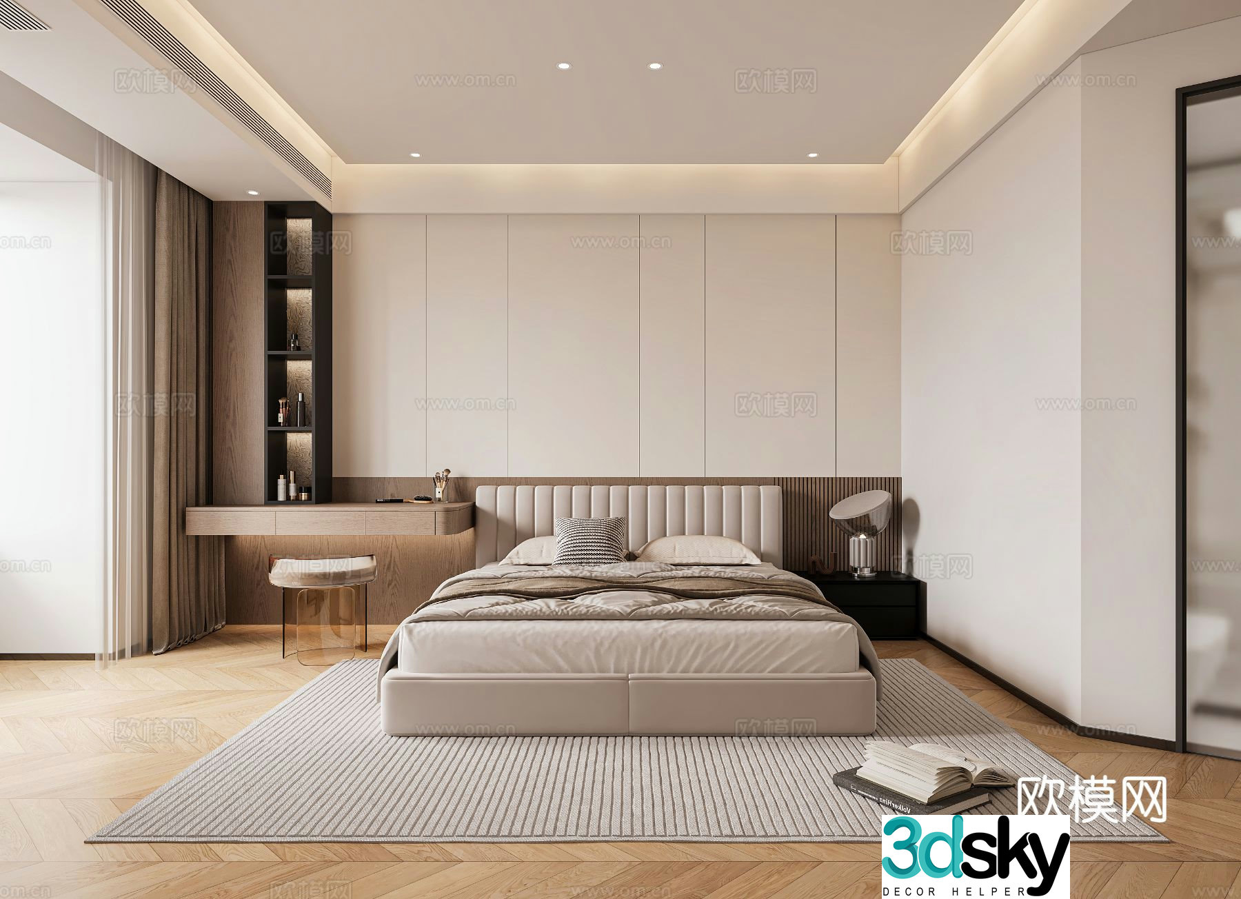Modern minimalist bedroom dressing table desk writing desk light luxury bedroom 3d model