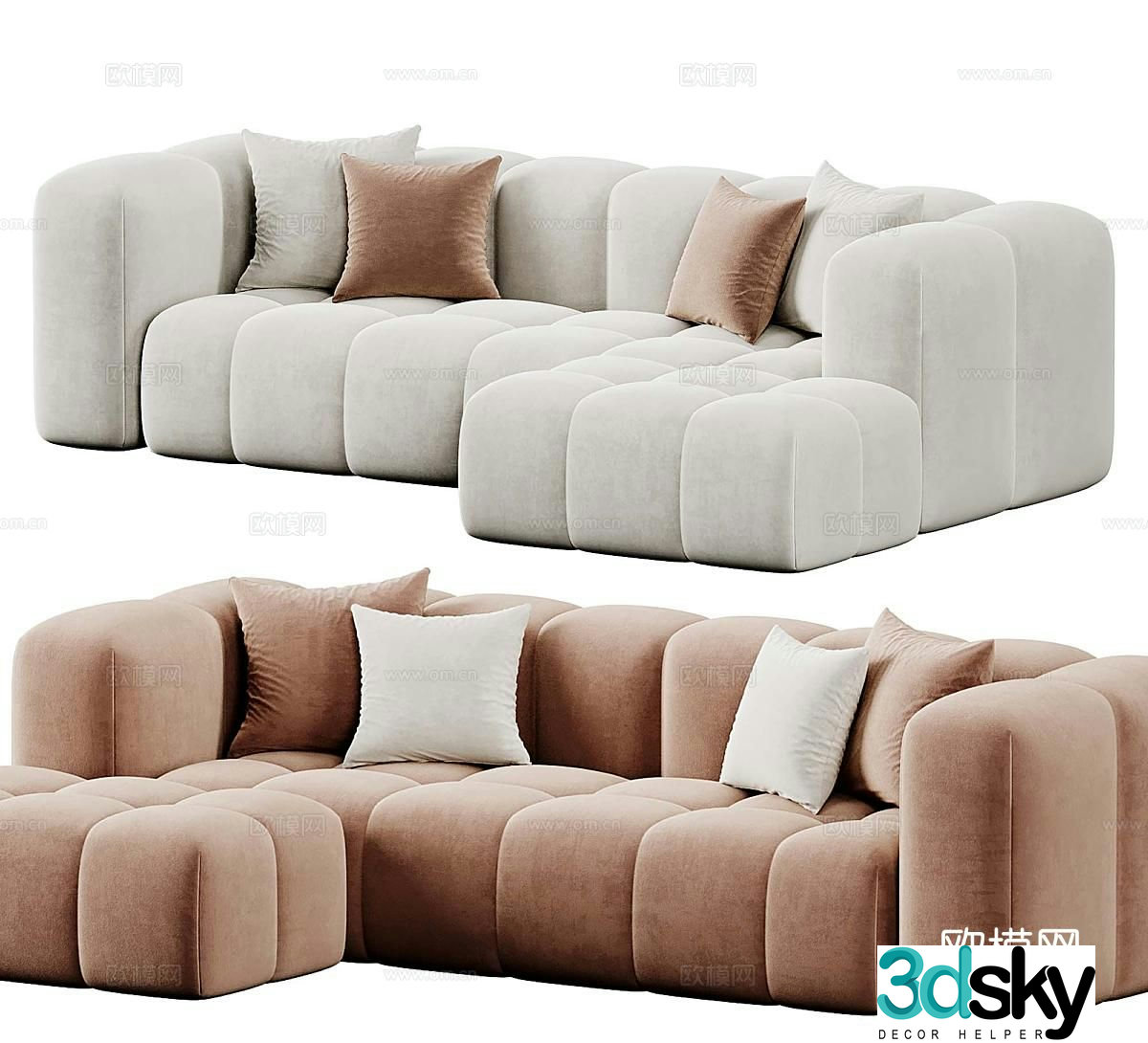 Ecksofa modern fabric sofa multi-person sofa chair simple sofa casual sofa 3d model