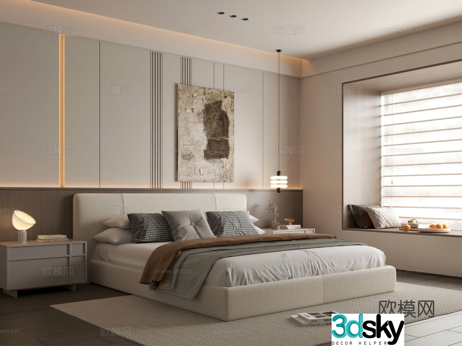 Modern bedroom Italian bedroom Bedroom Bedroom Bedroom Background Wall 3D Model