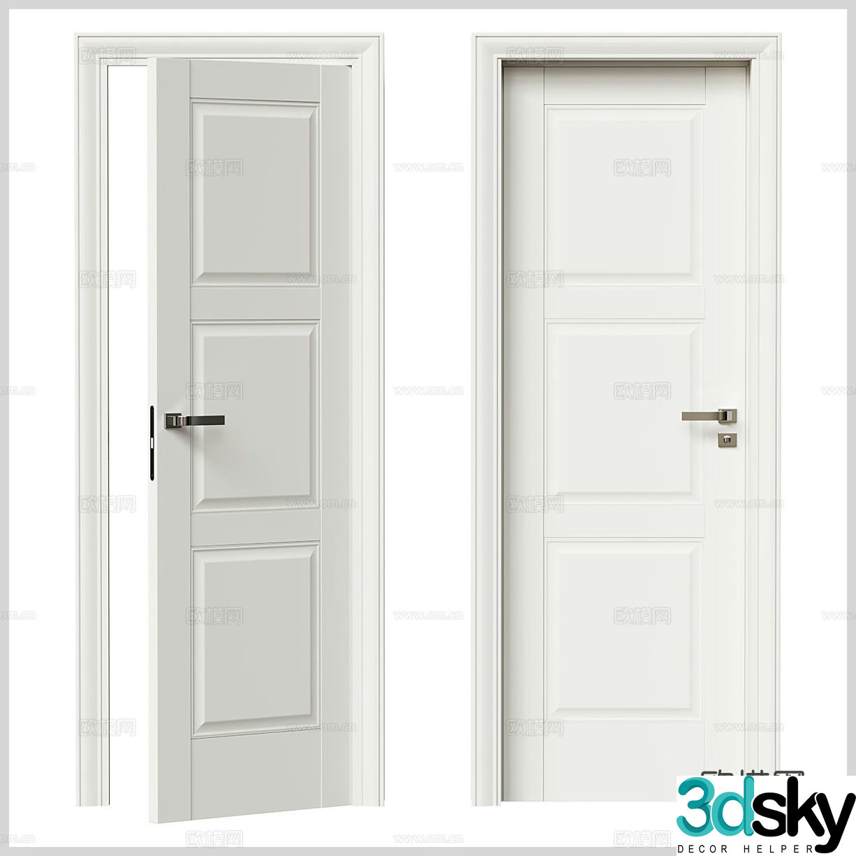 Single-open door French cage door Room door Bedroom door Entrance door Modeling door 3D model