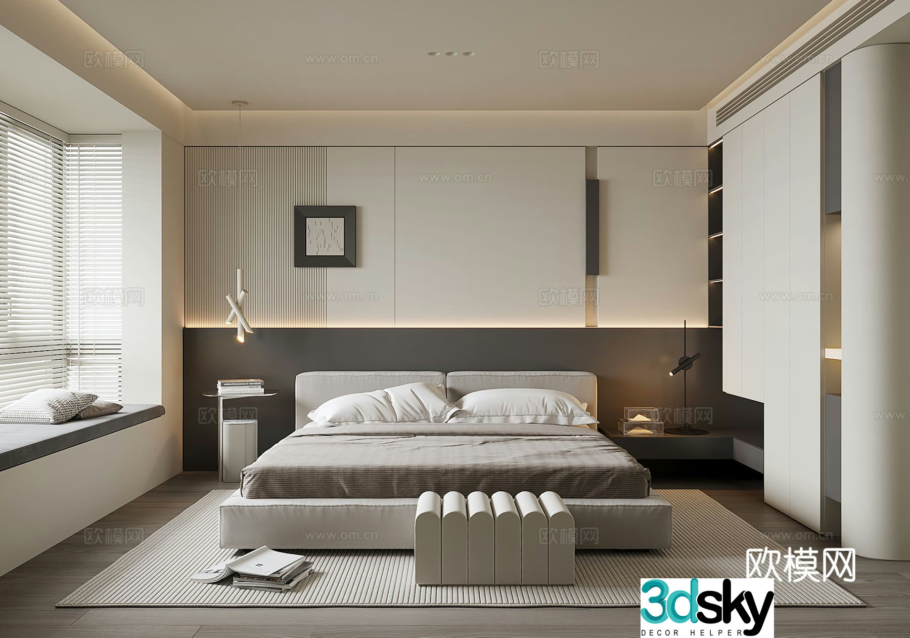 Modern home bedroom master bedroom 3d model