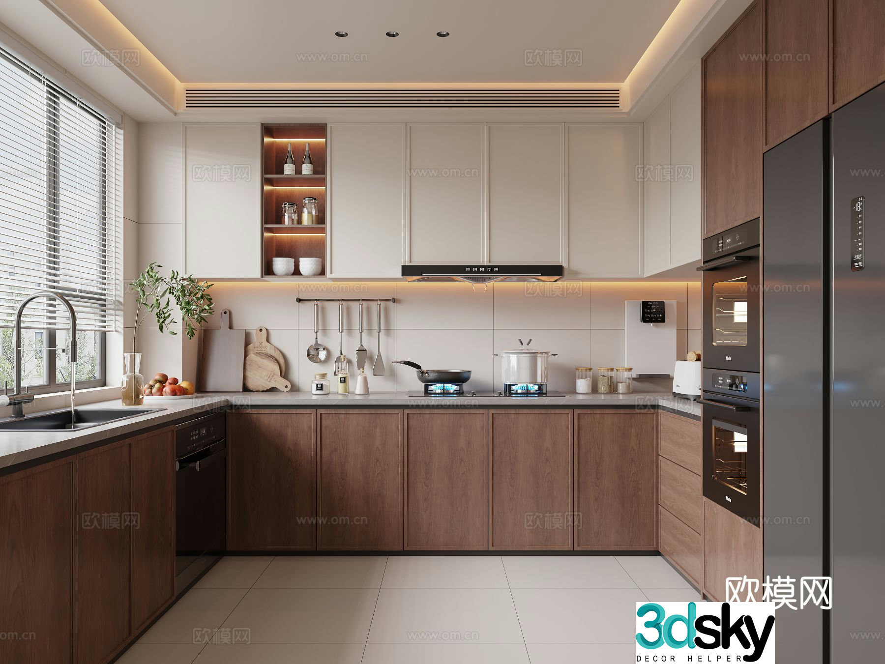 Middle style kitchen cabinet 3d model