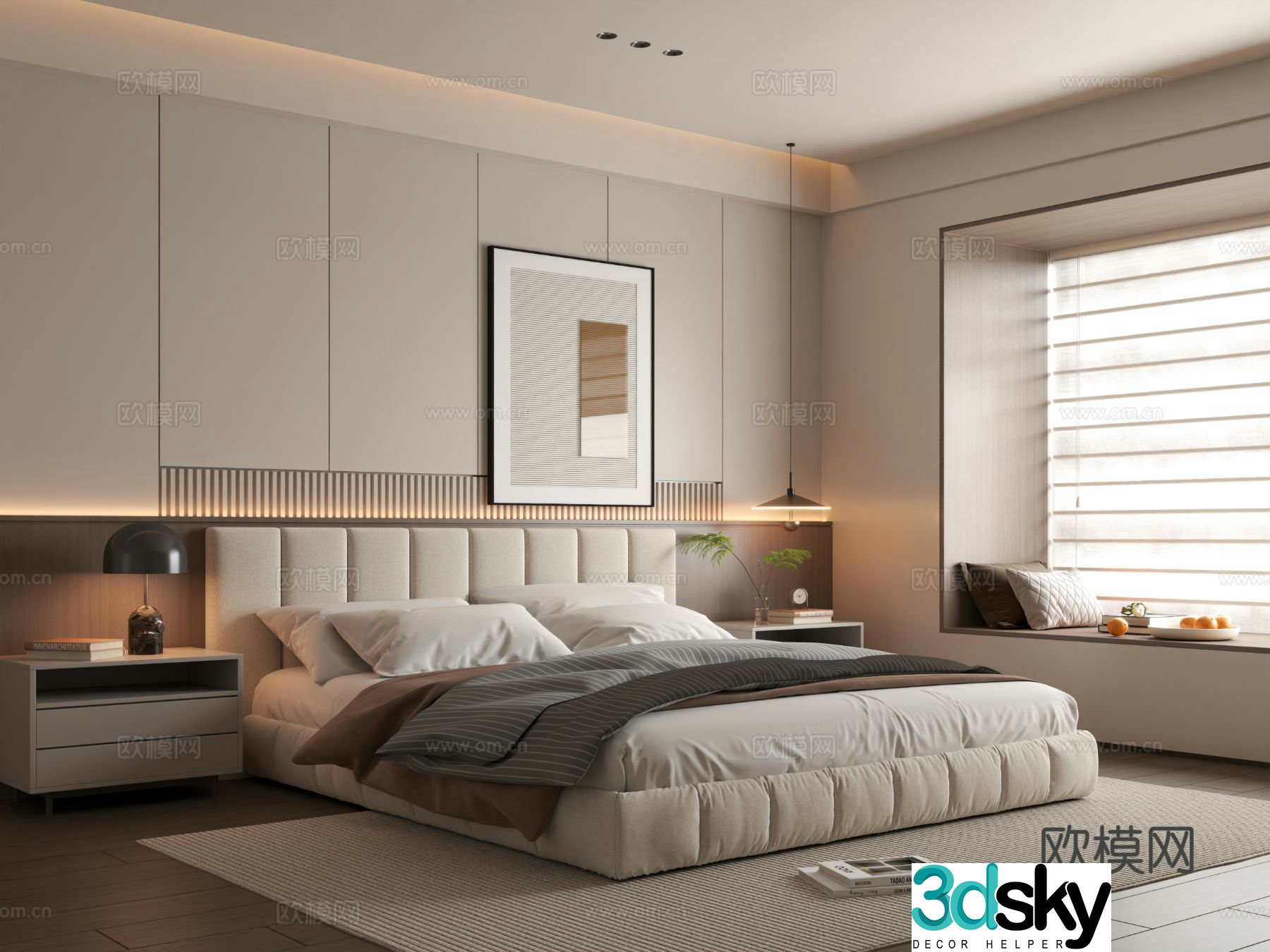 Modern bedroom Italian bedroom Bedroom Bedroom Bedroom Background Wall 3D Model