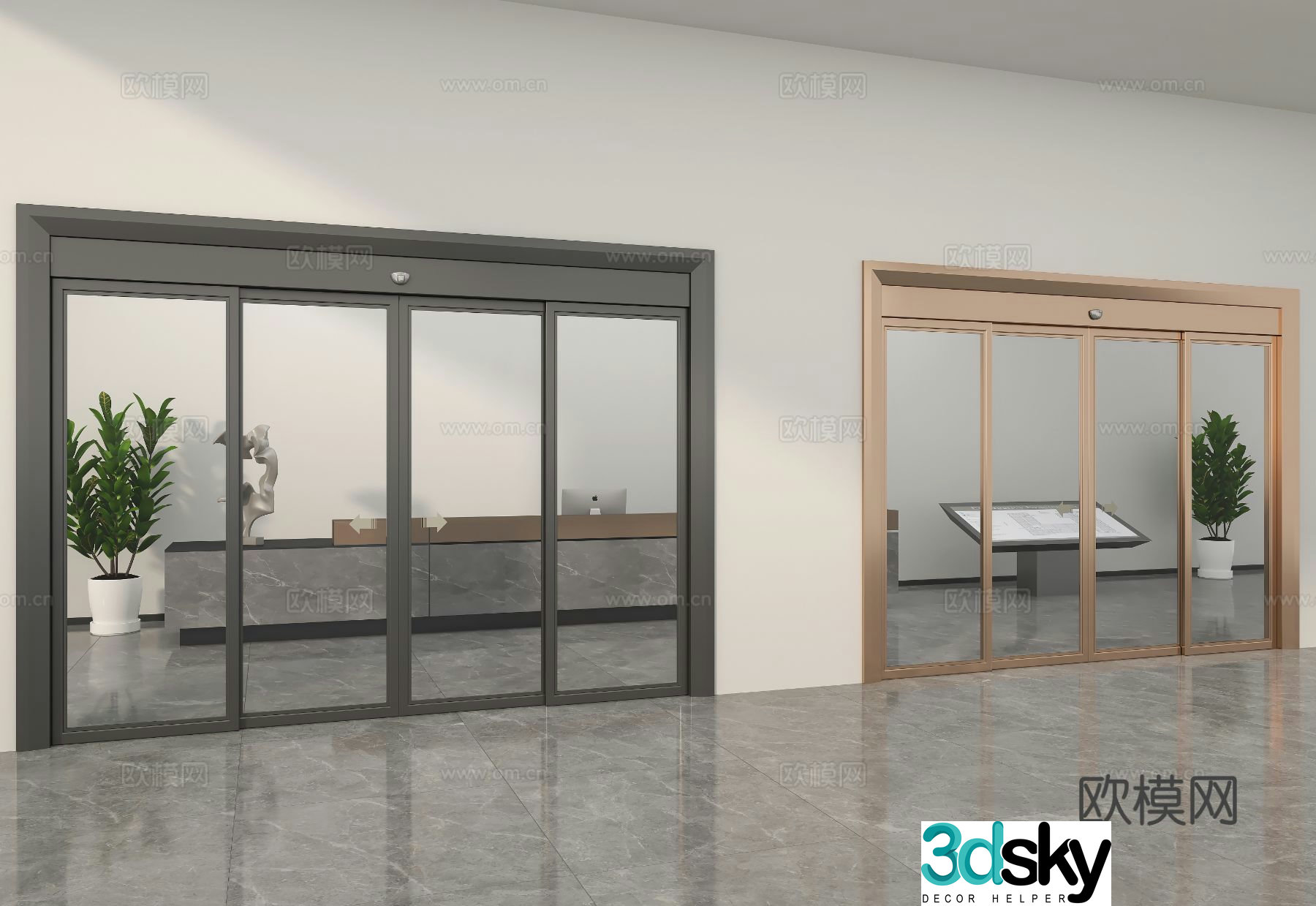 Modern electric door Electric induction door Automatic door 3D model