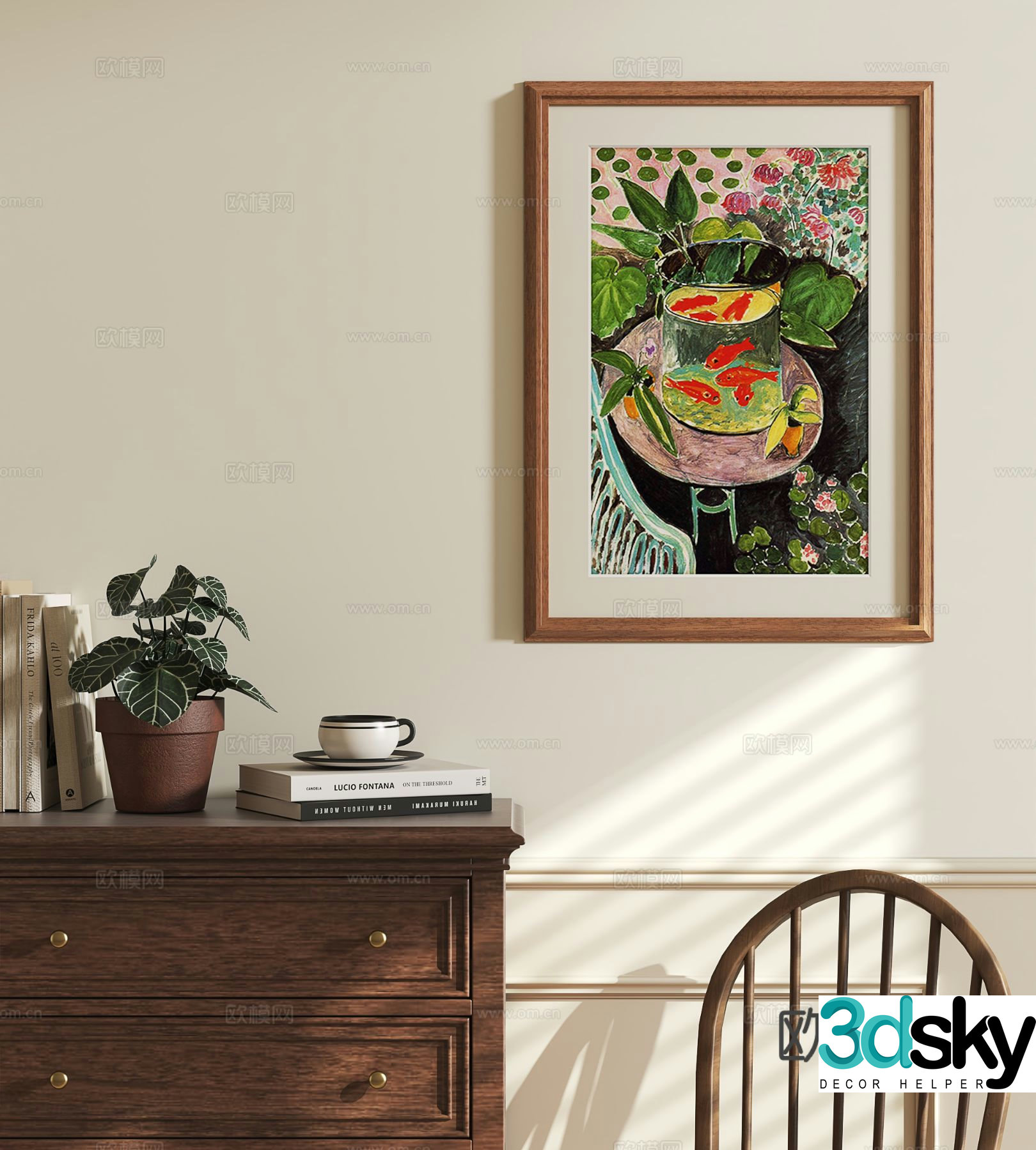 French retro hanging paintings decorative painting 3d model
