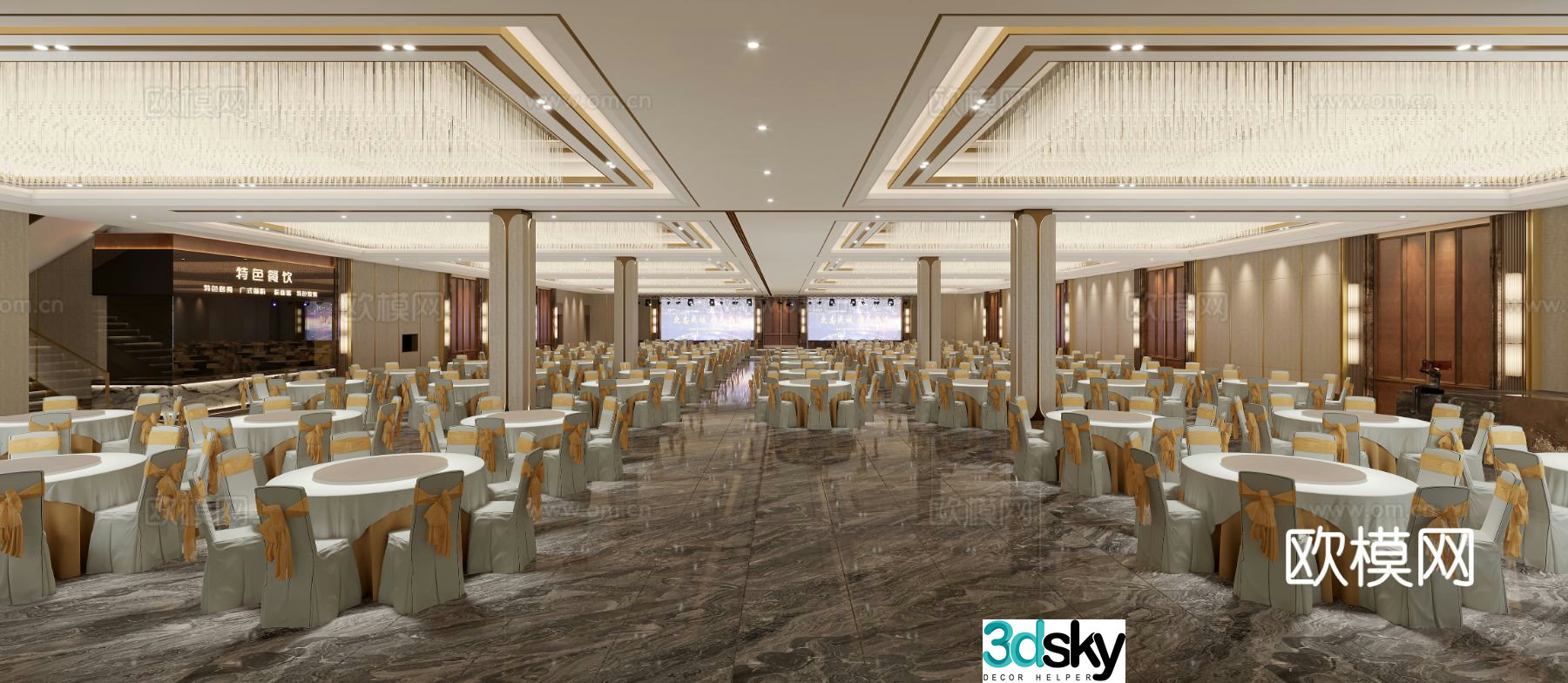 Modern hotel lobby Banquet Hall 3D model