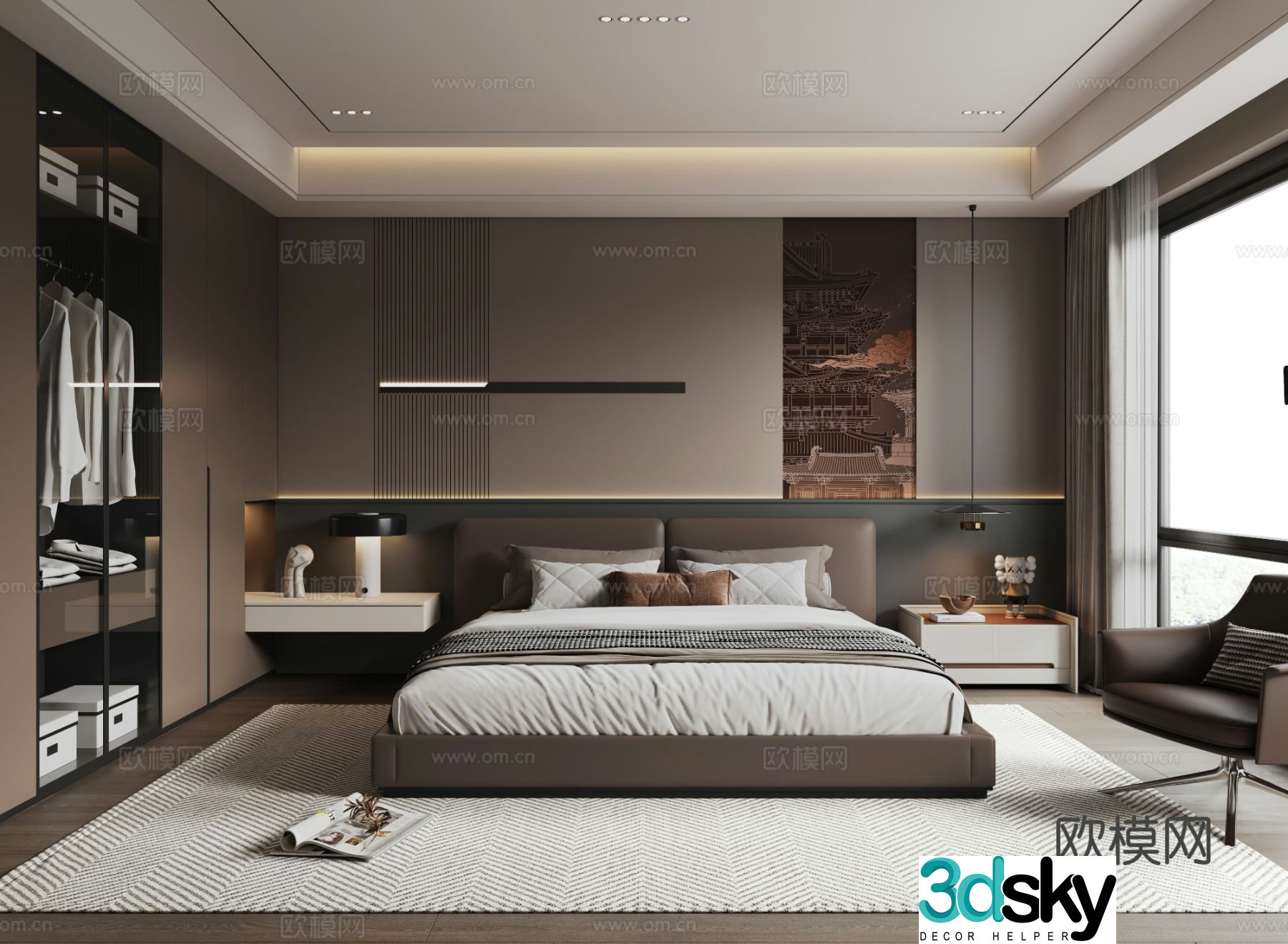 Italian style bedroom master bedroom 3d model