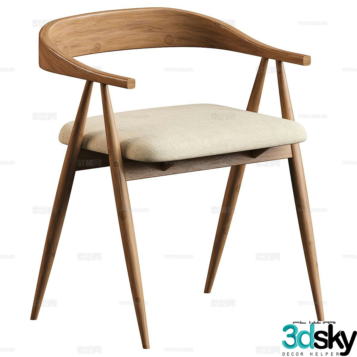 New Chinese style Ercol Lugo single chair dining chair 3d model