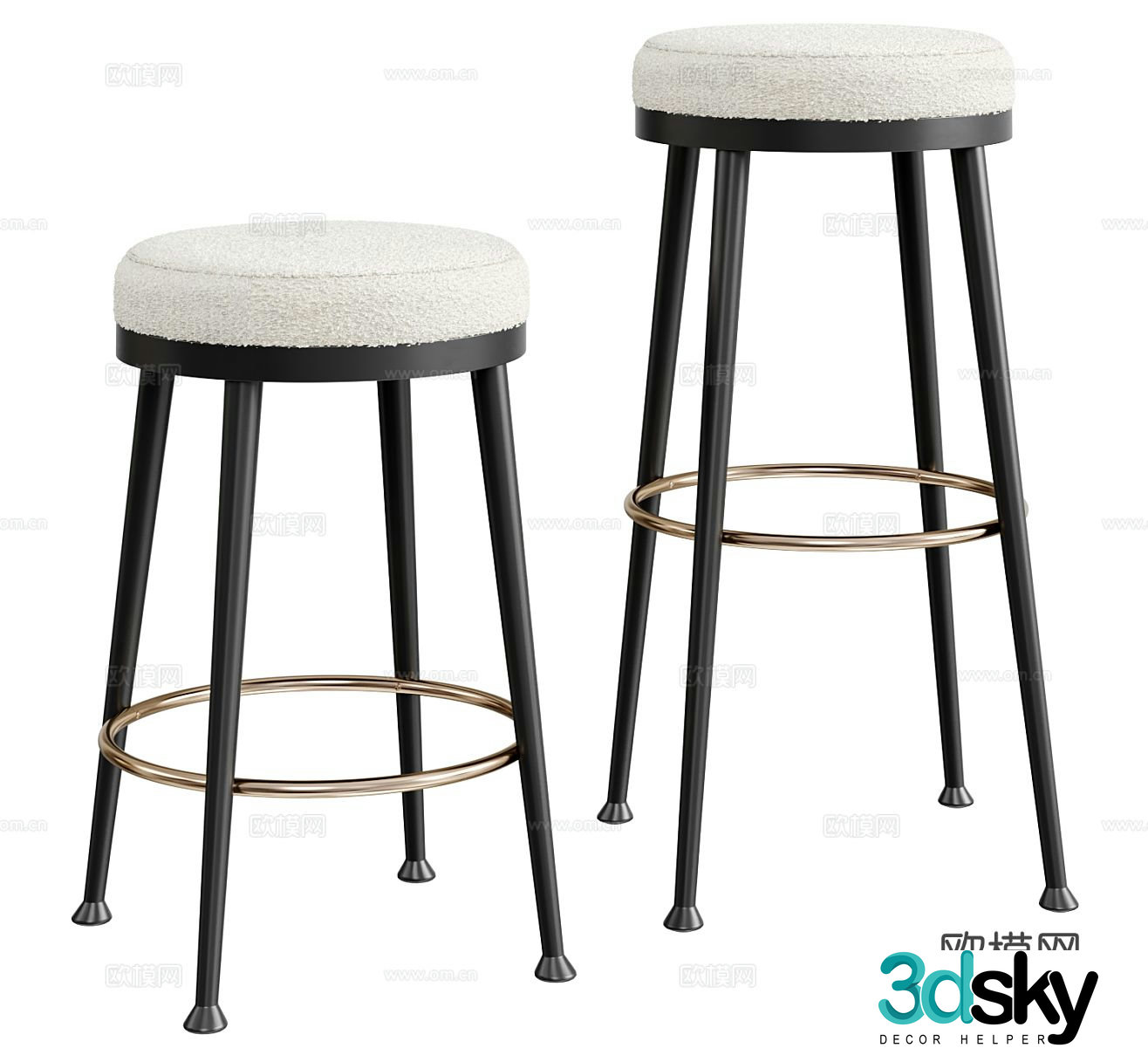 Fabric bar stool lamb ferment bar stool casual bar stool dining stool outdoor bar stool bar stool 3D model