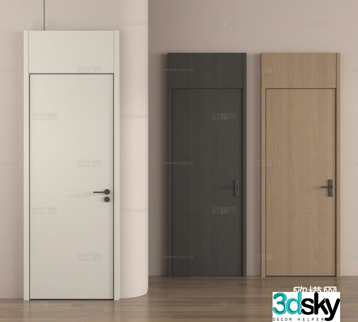 Open-top door entrance door bedroom door single-open door 3D model