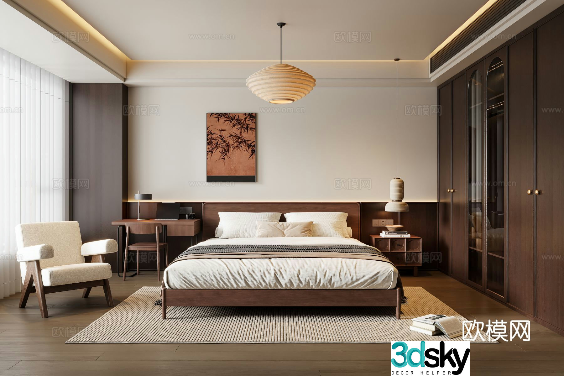 Middle-aged bedroom 3d model