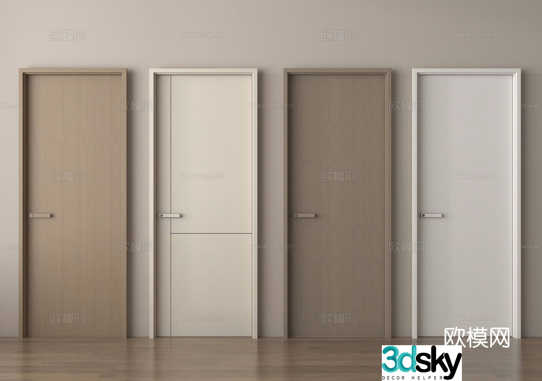 Modern wooden door Single open door House door Bedroom door 3d model