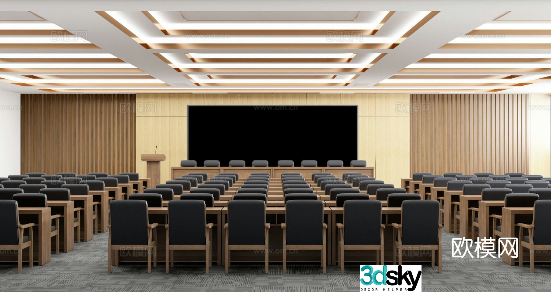 Modern multi-functional lecture hall Multi-functional conference room Large conference room Party and government organs conference room 3D model
