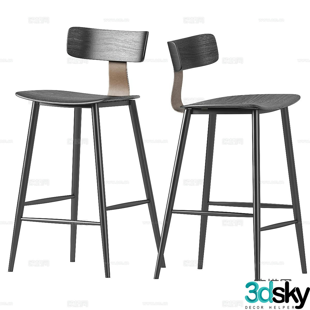 Half bar chair ANT black chair bar chair 3d model