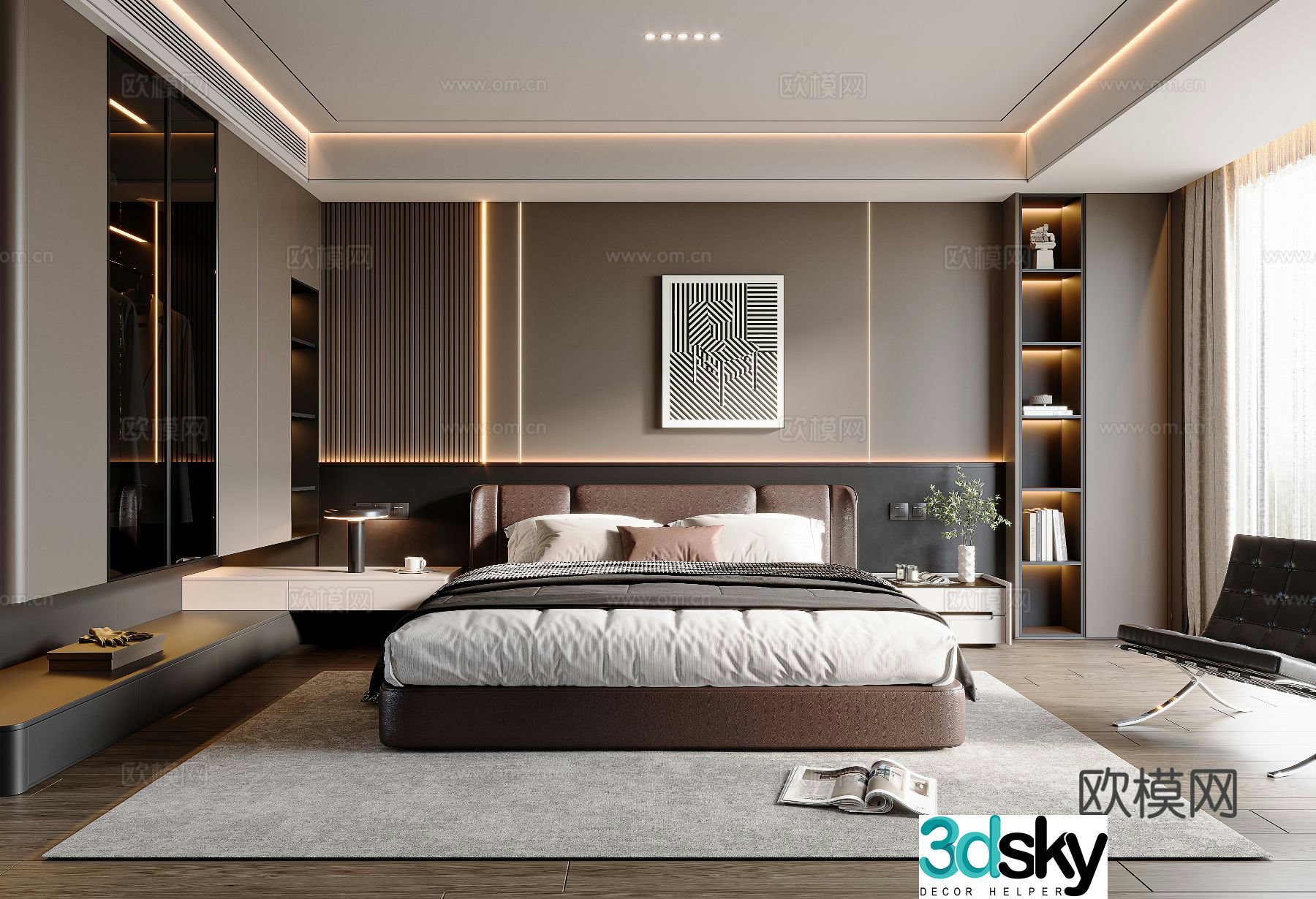 Modern bedroom master bedroom 3d model