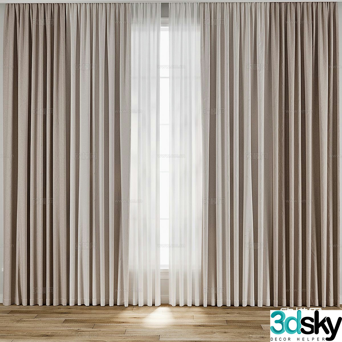 Modern fabric curtain 3d model