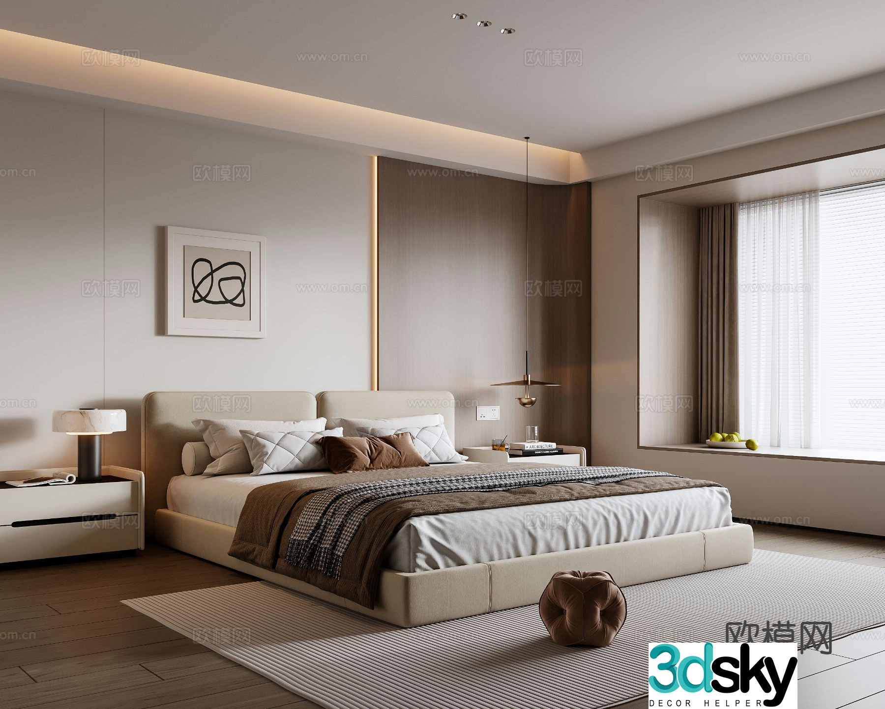 Modern bedroom master bedroom 3d model