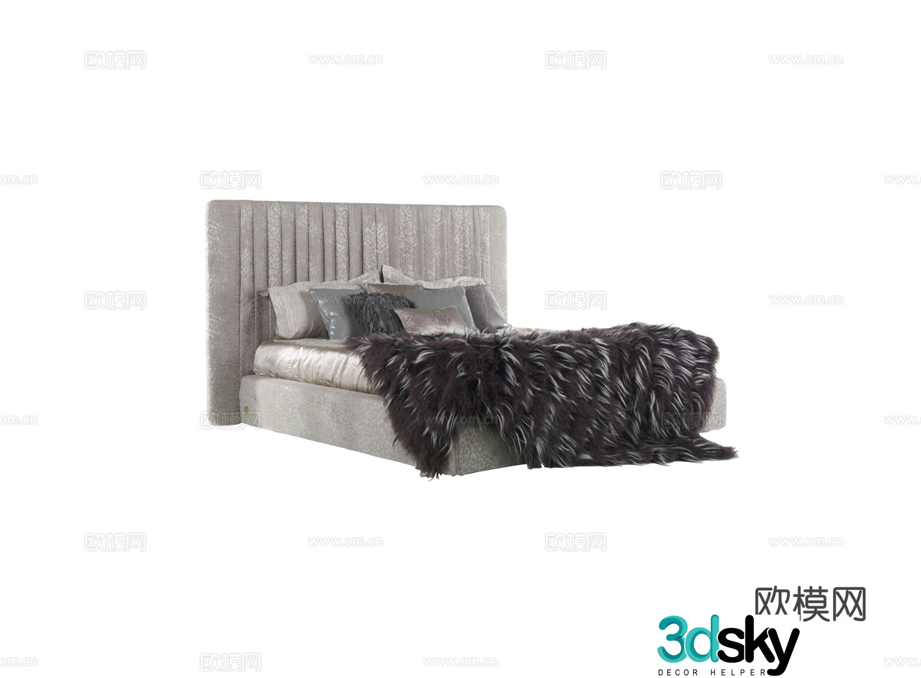 roberto cavalli European style double bed 3d model