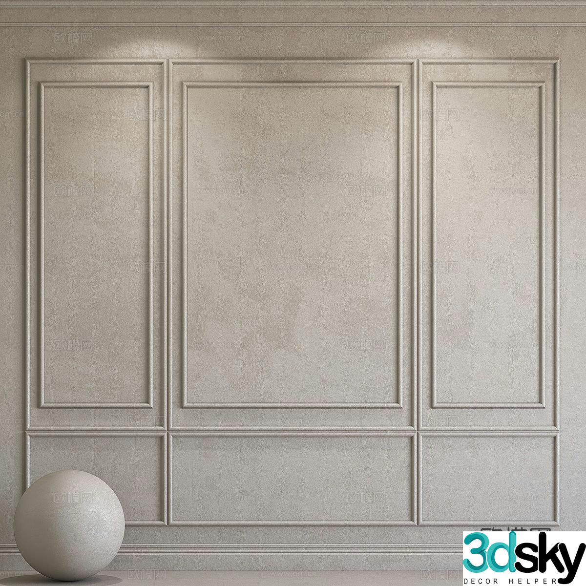 French wall panel 3d model