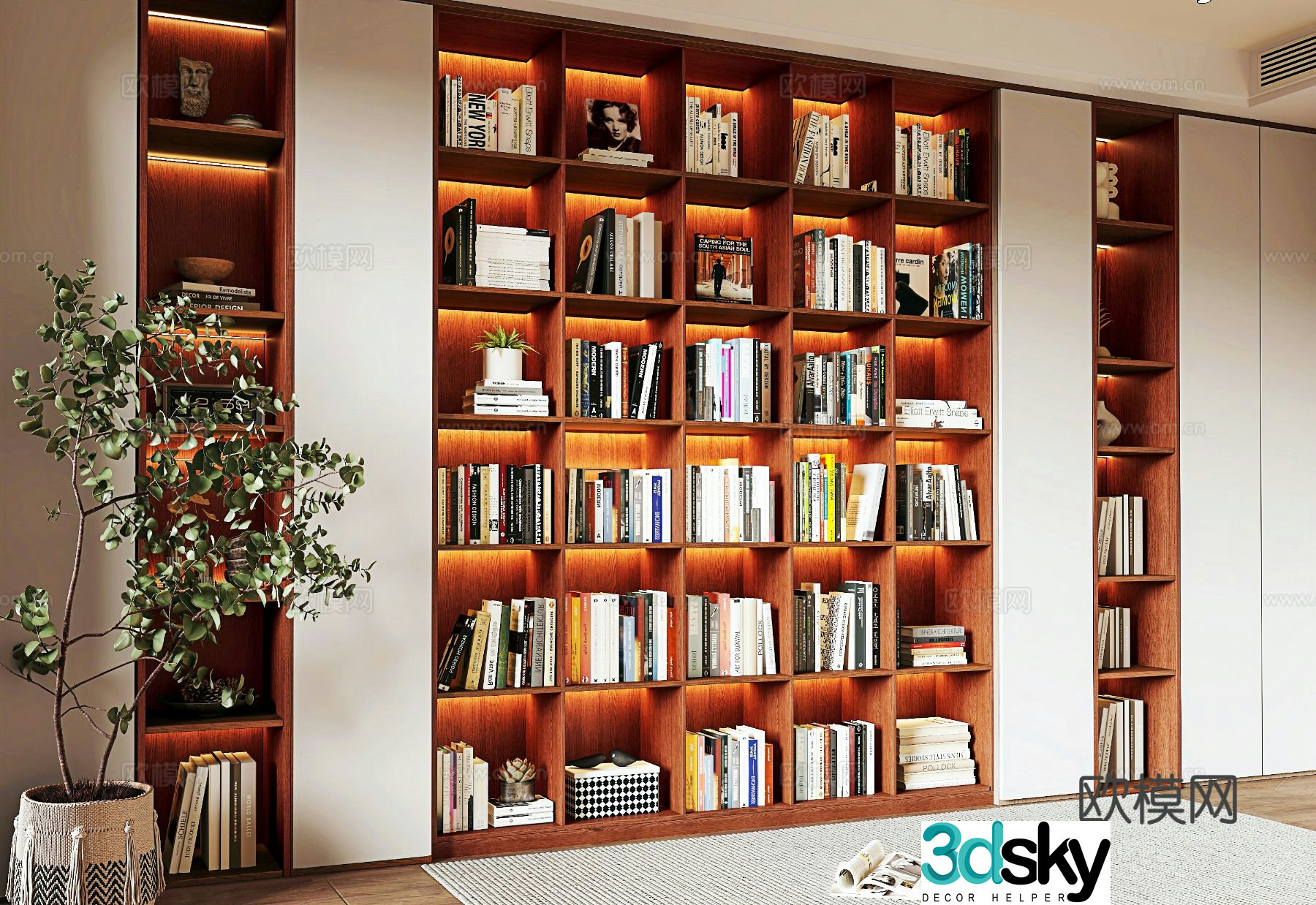 Middle-aged bookcase full wall bookcase 3D model