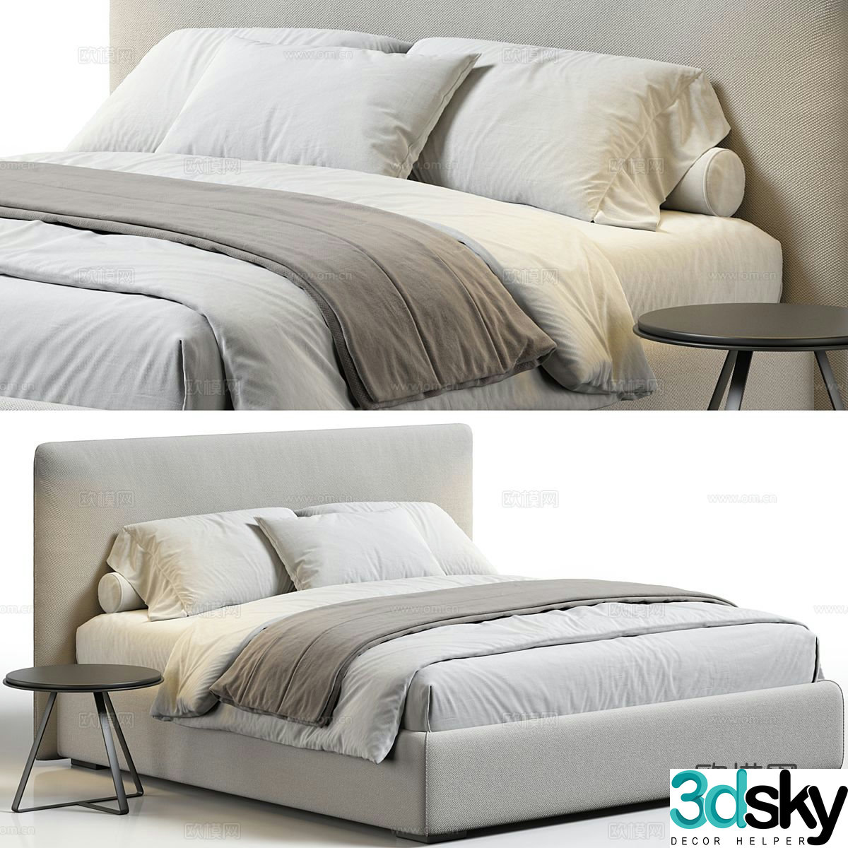 Modern Bolzan Letti Gaya Fabric Double Bed 3D Model