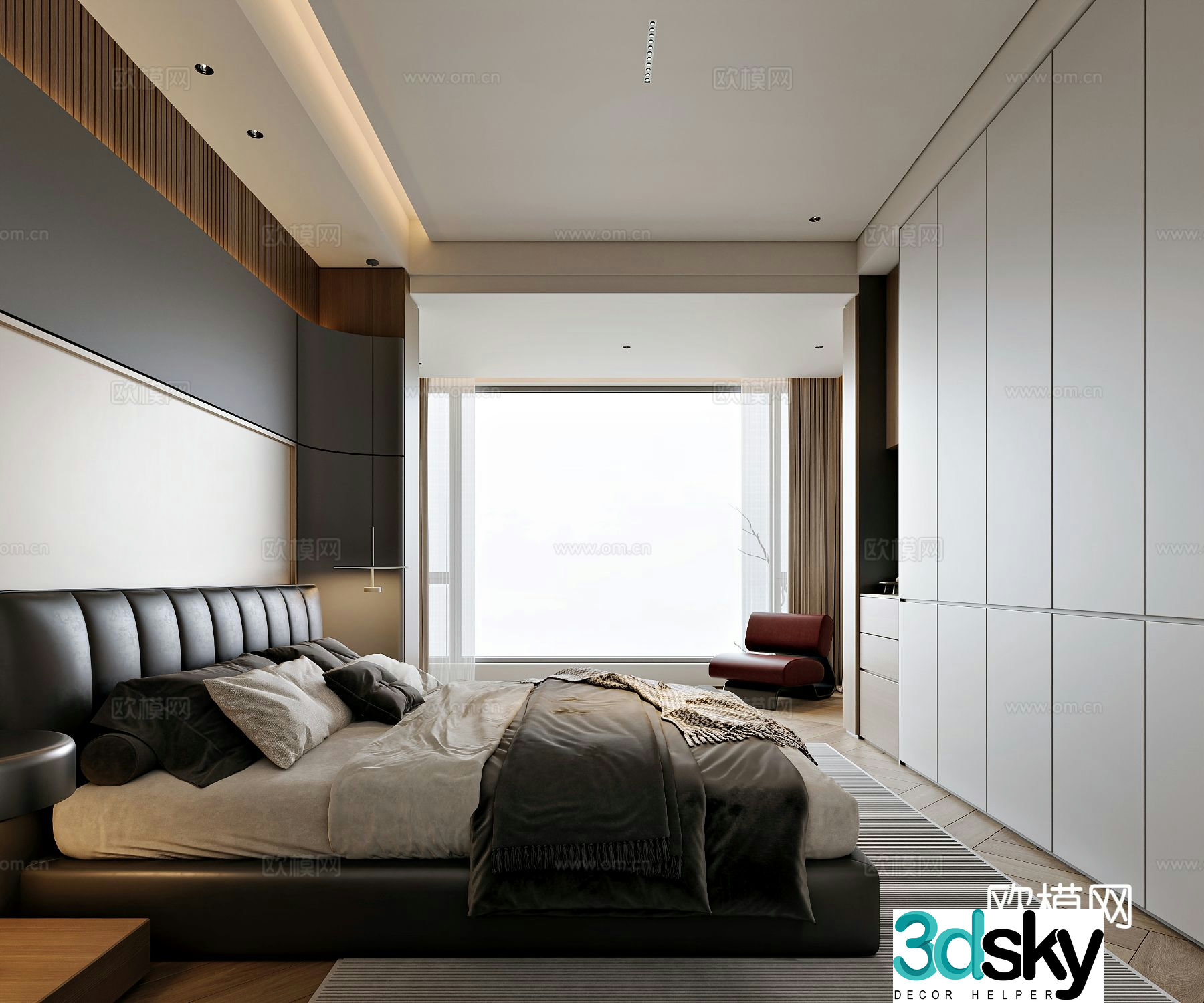 Modern style home bedroom 3d model