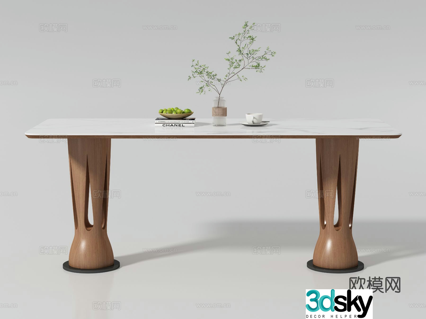 3D model of medieval style long dining table