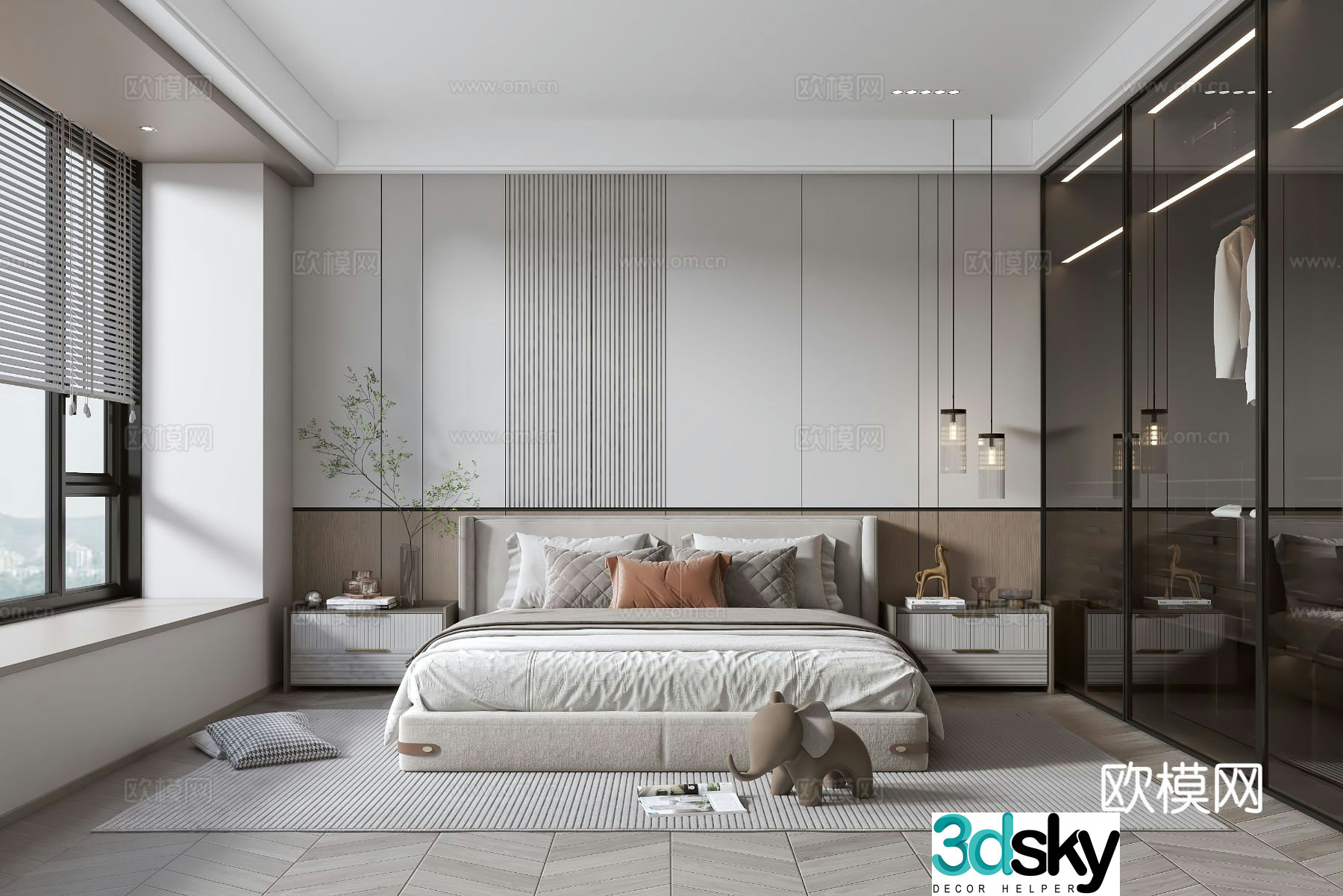 Modern bedroom Modern double bed 3d model