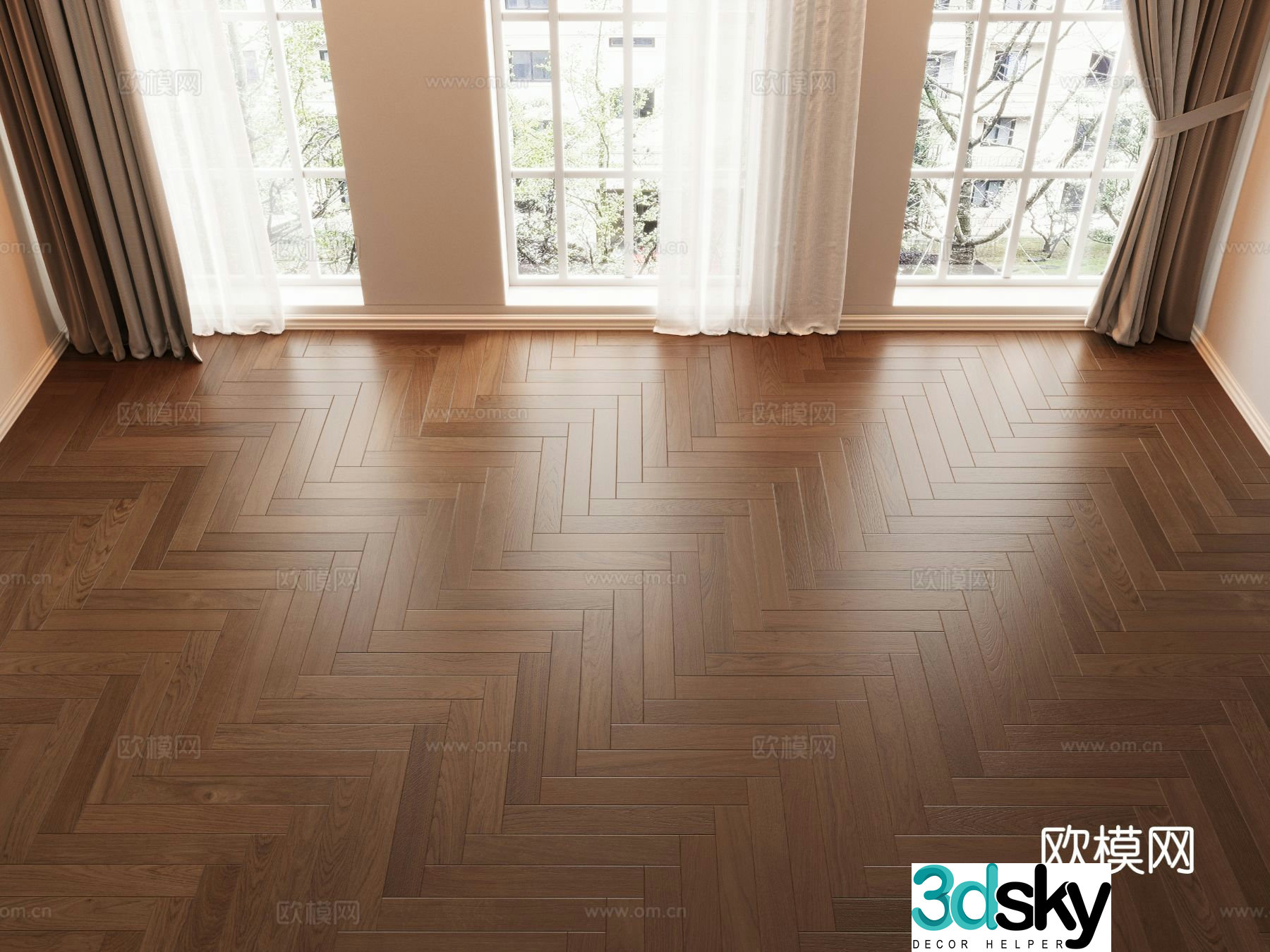 Modern wooden floor fishbone pattern spliced â€‹â€‹wood floor wood veneer spliced â€‹â€‹floor 3d model