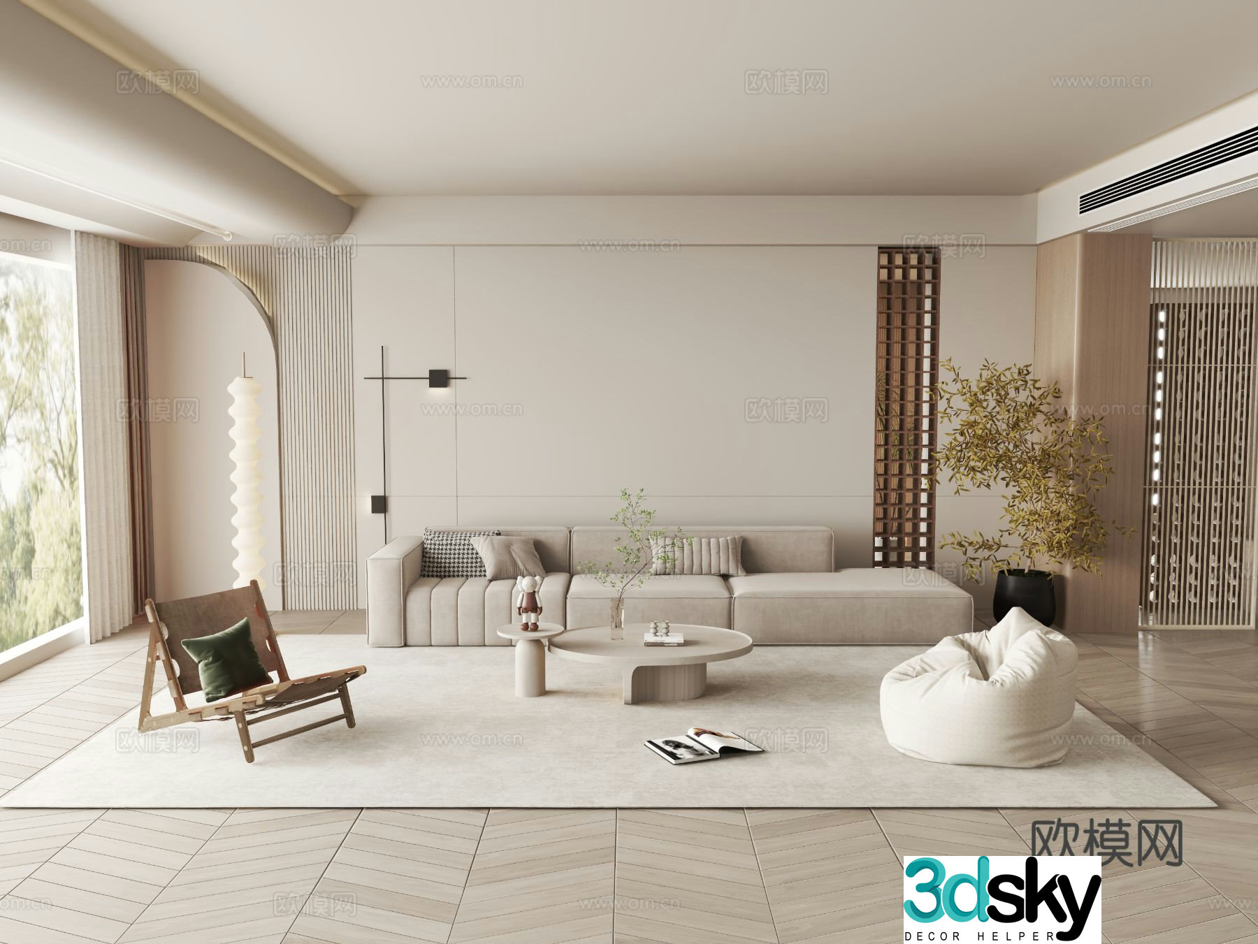 Creamy Wind Living Room Wasabi Wind Living Room 3D Model
