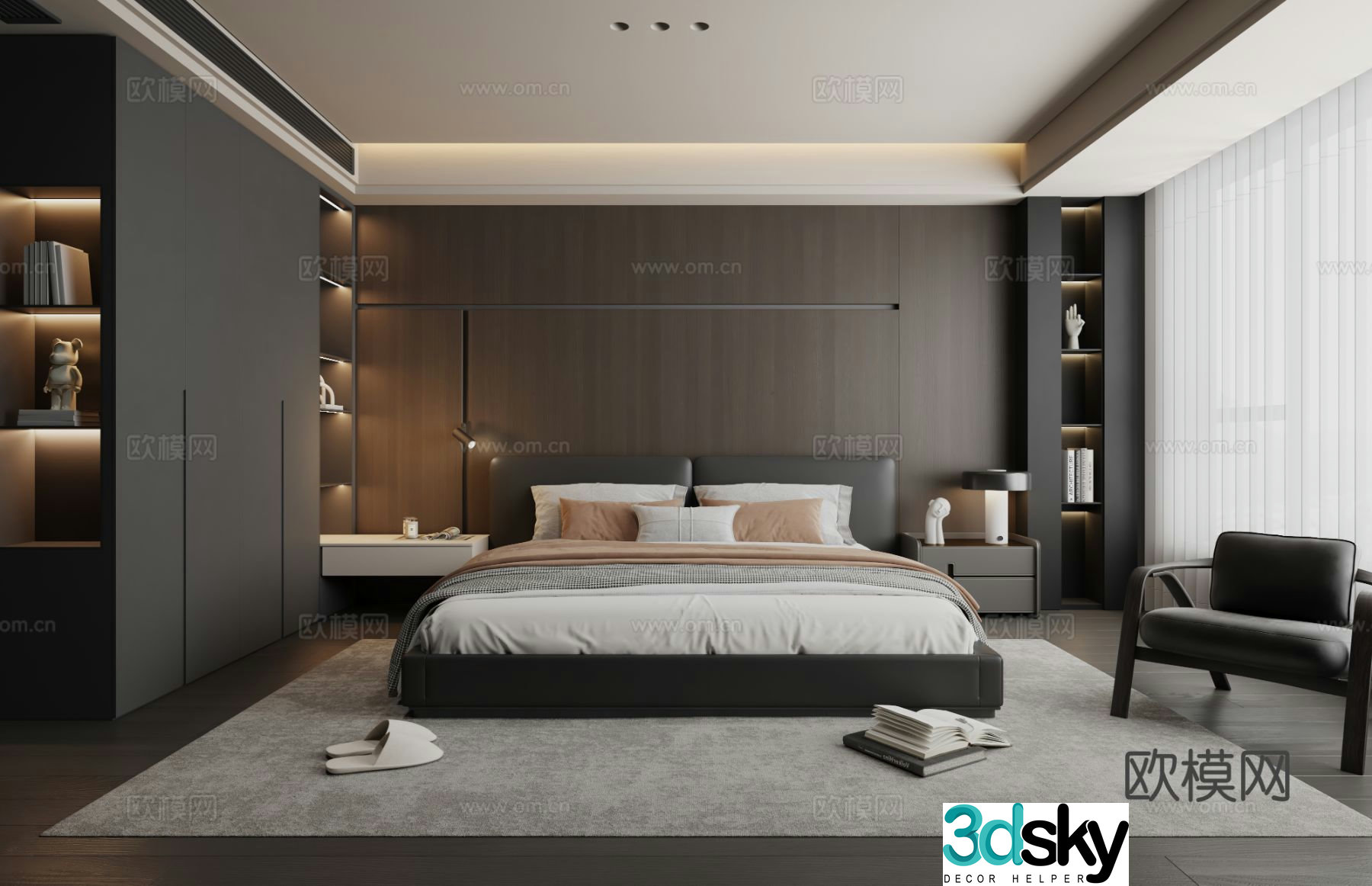 Italian style bedroom master bedroom 3d model
