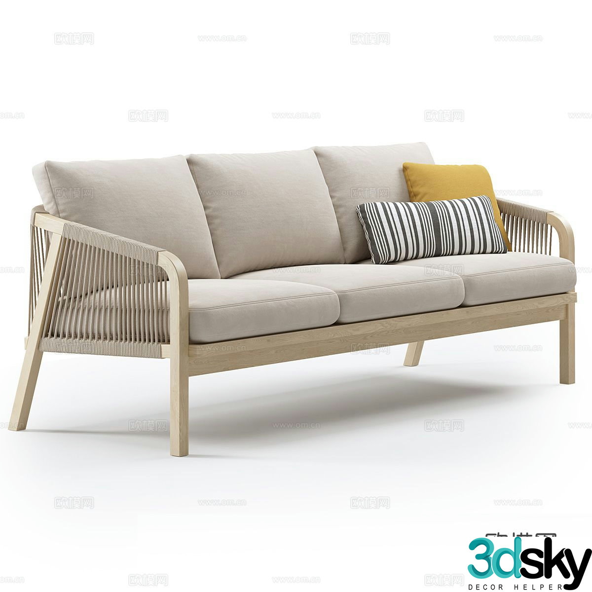 Kettler outdoor garden sofa knitted casual three-seater sofa 3d model