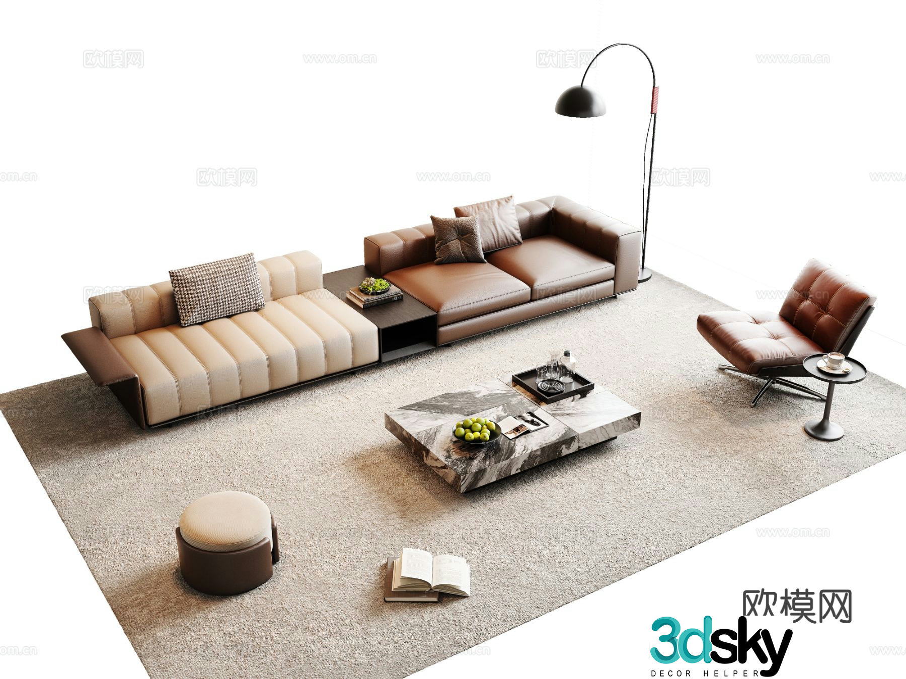 Italian sofa combination 3D model