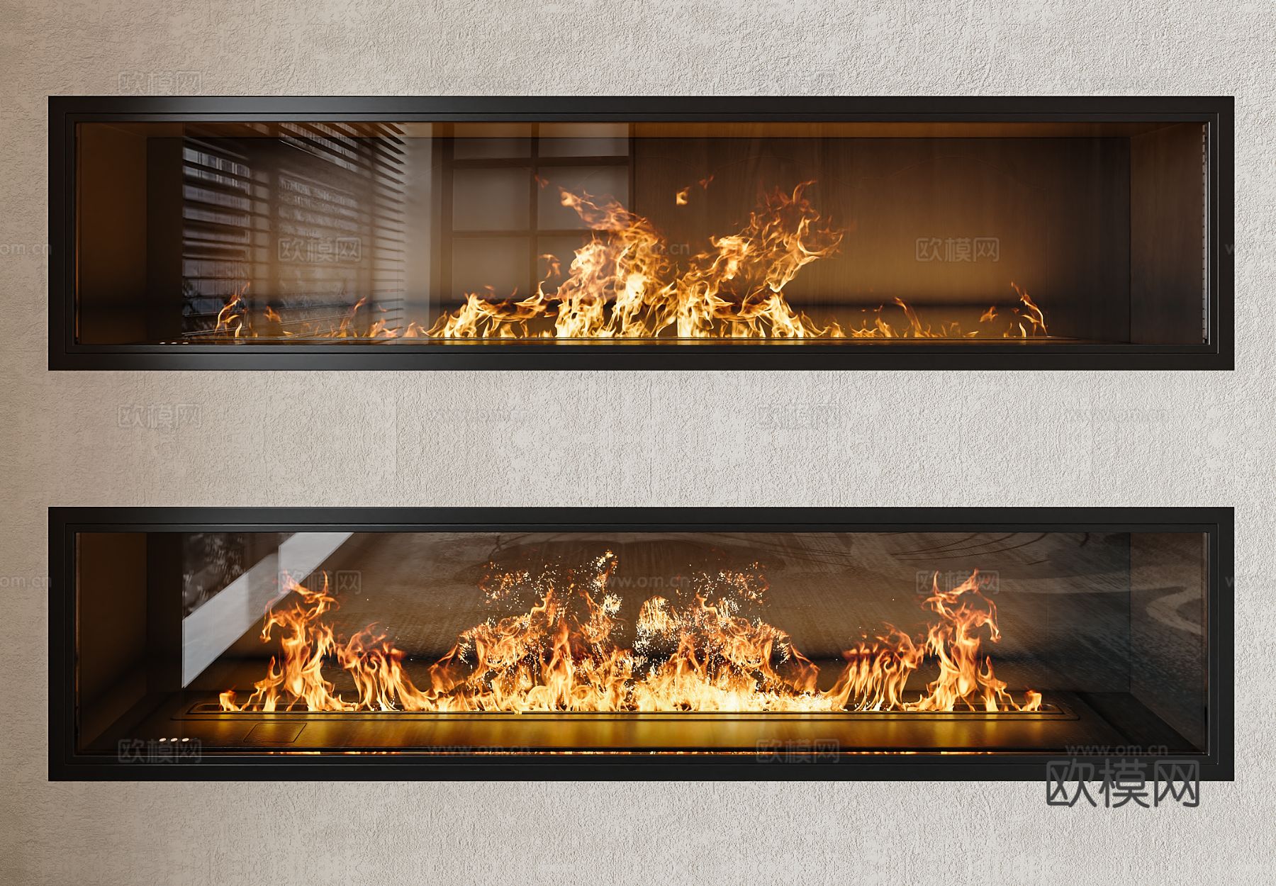 Electronic fireplace Decorative fireplace Gas fireplace Recessed fireplace Fireplace Fireplace Flame 3d model