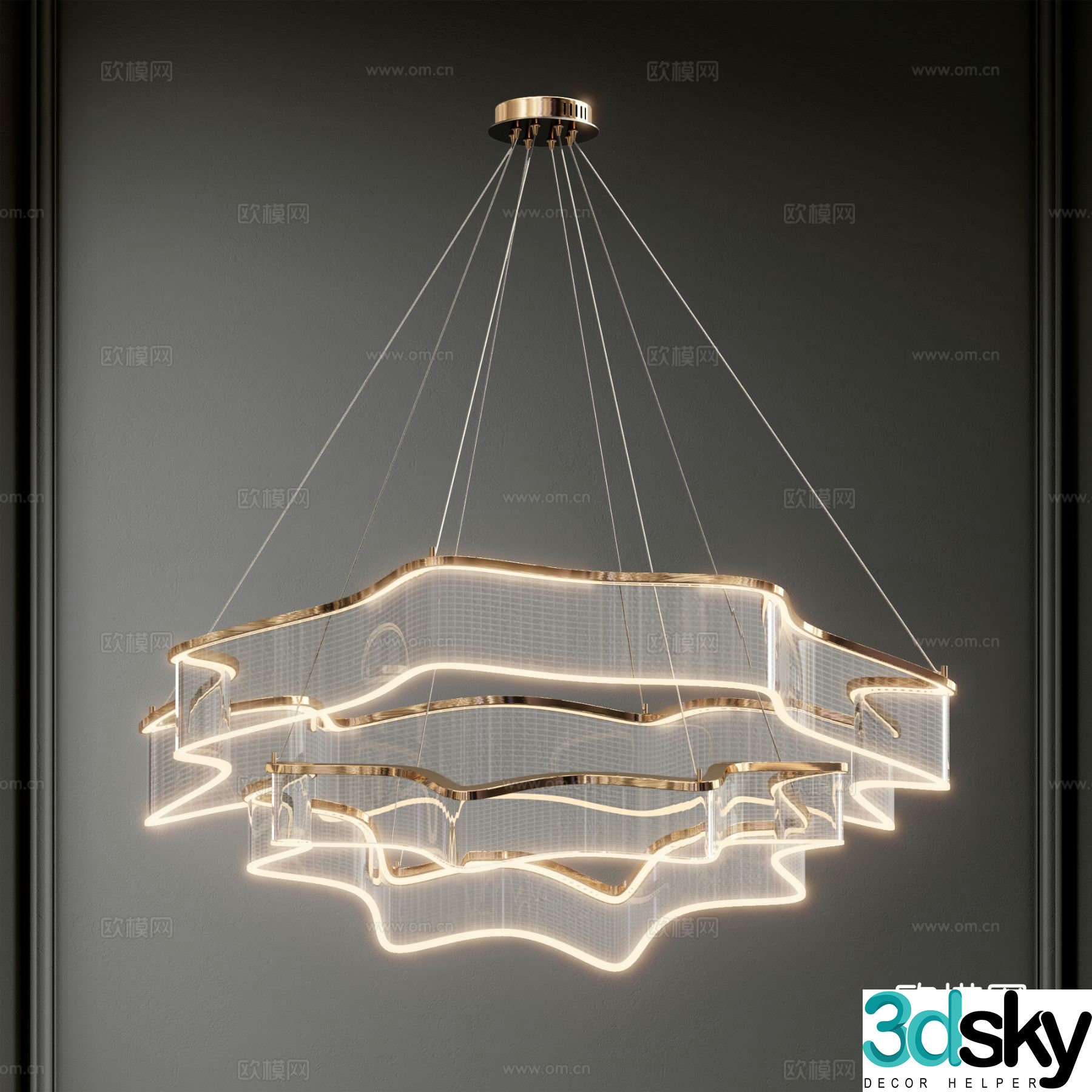 Italian light luxury chandelier 3D model