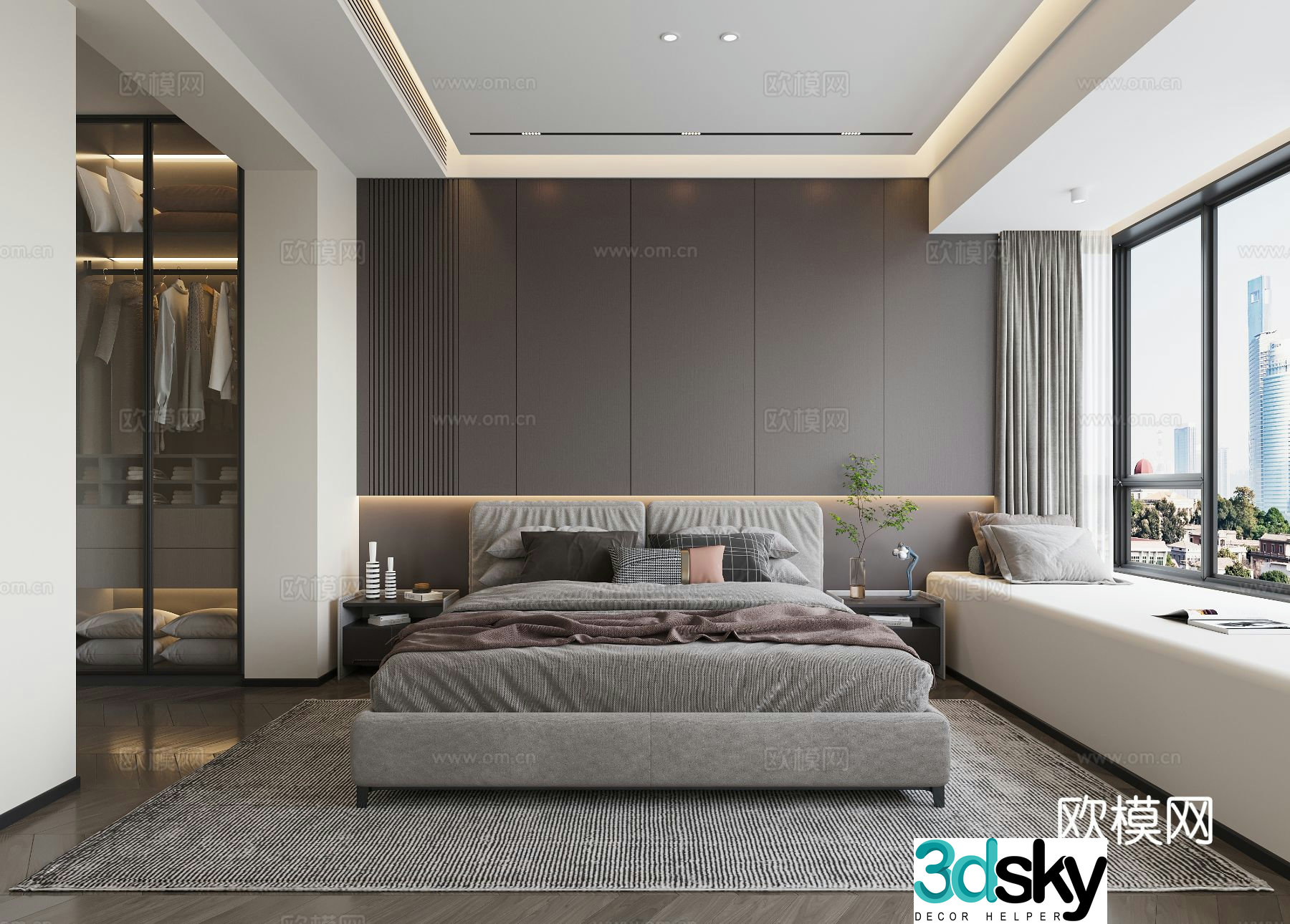 Modern bedroom Master bedroom Bare window bedroom 3d model