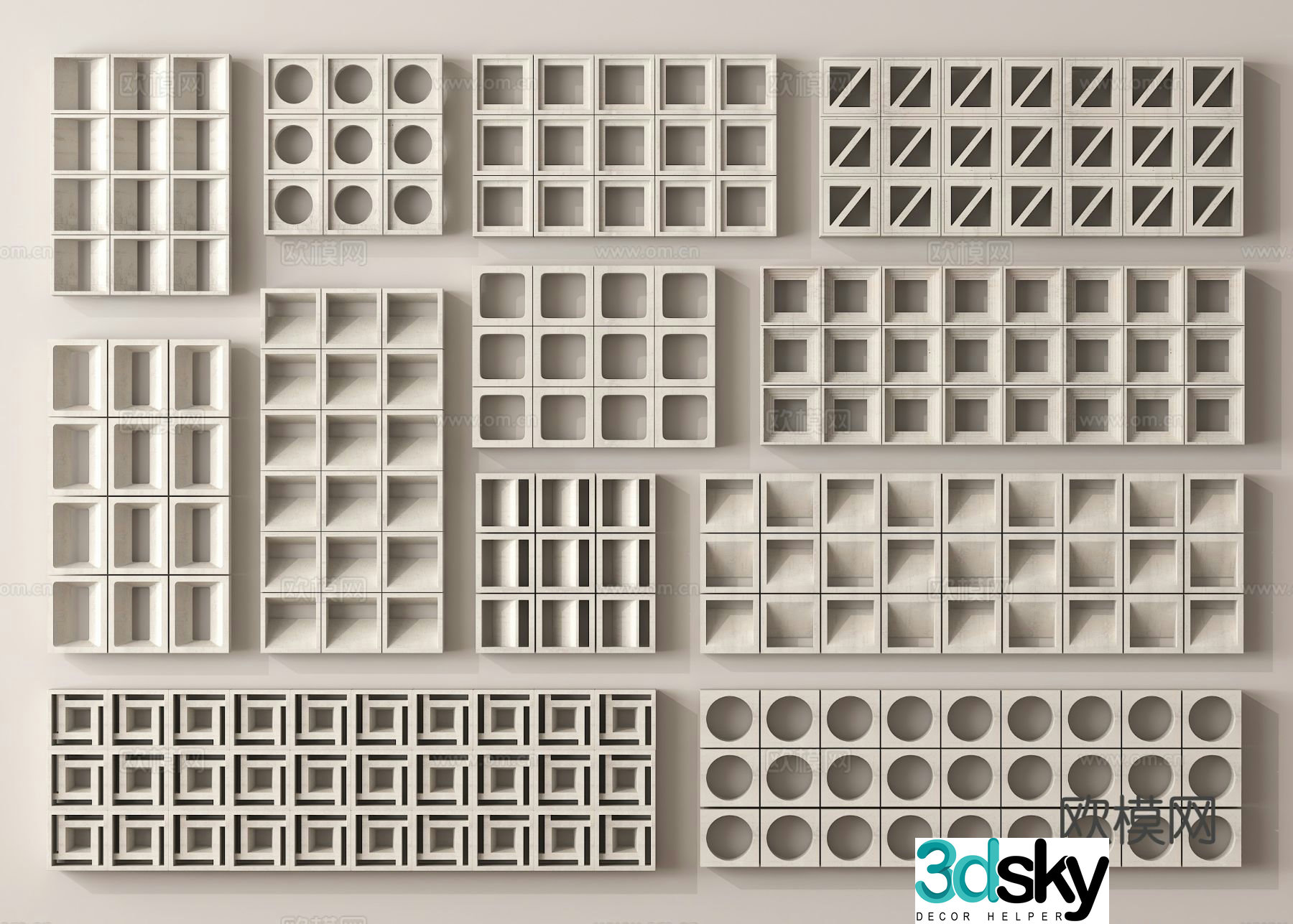 Cement brick partition hollow brick 3d model