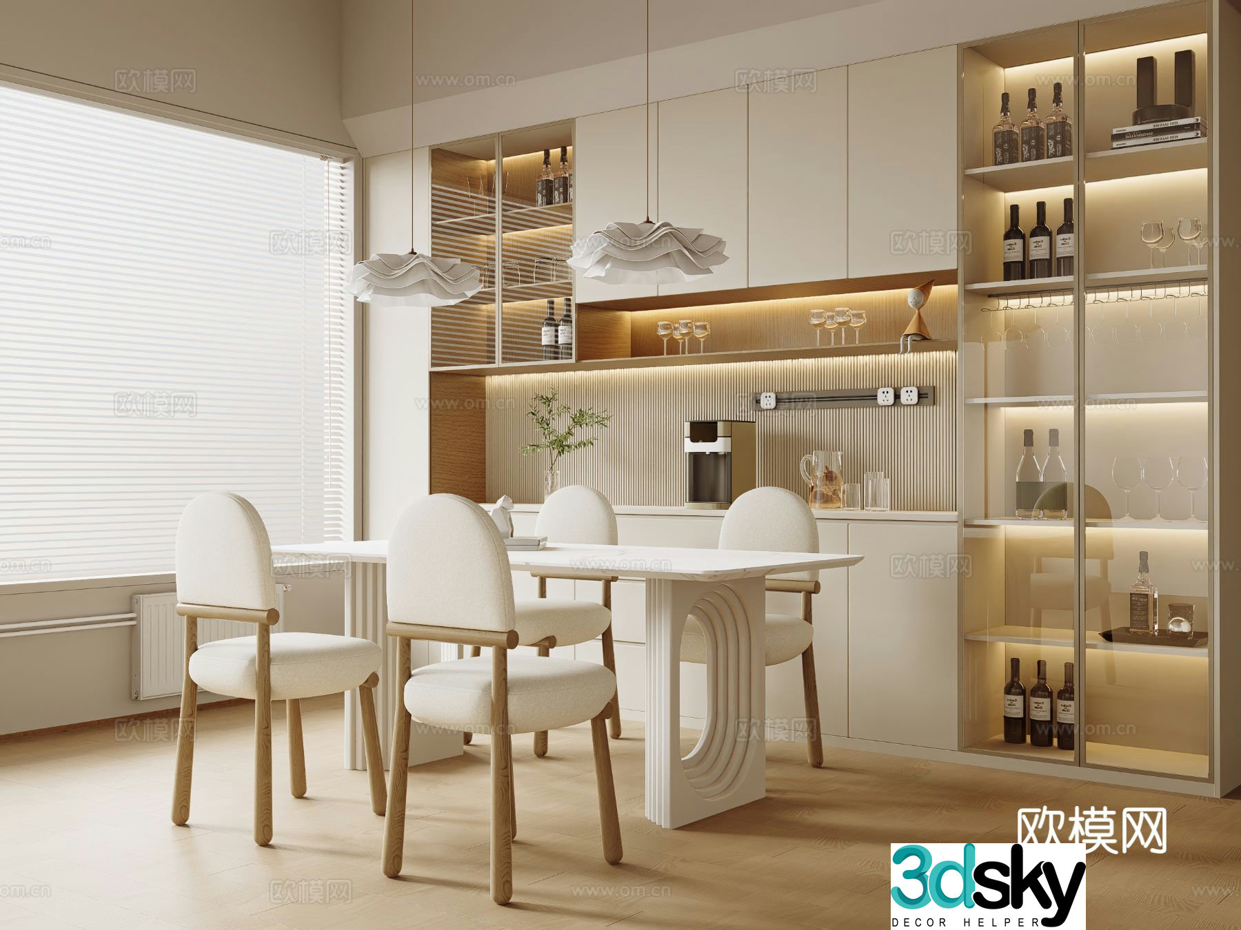 Creamy Home Restaurant Open Restaurant 3D Model