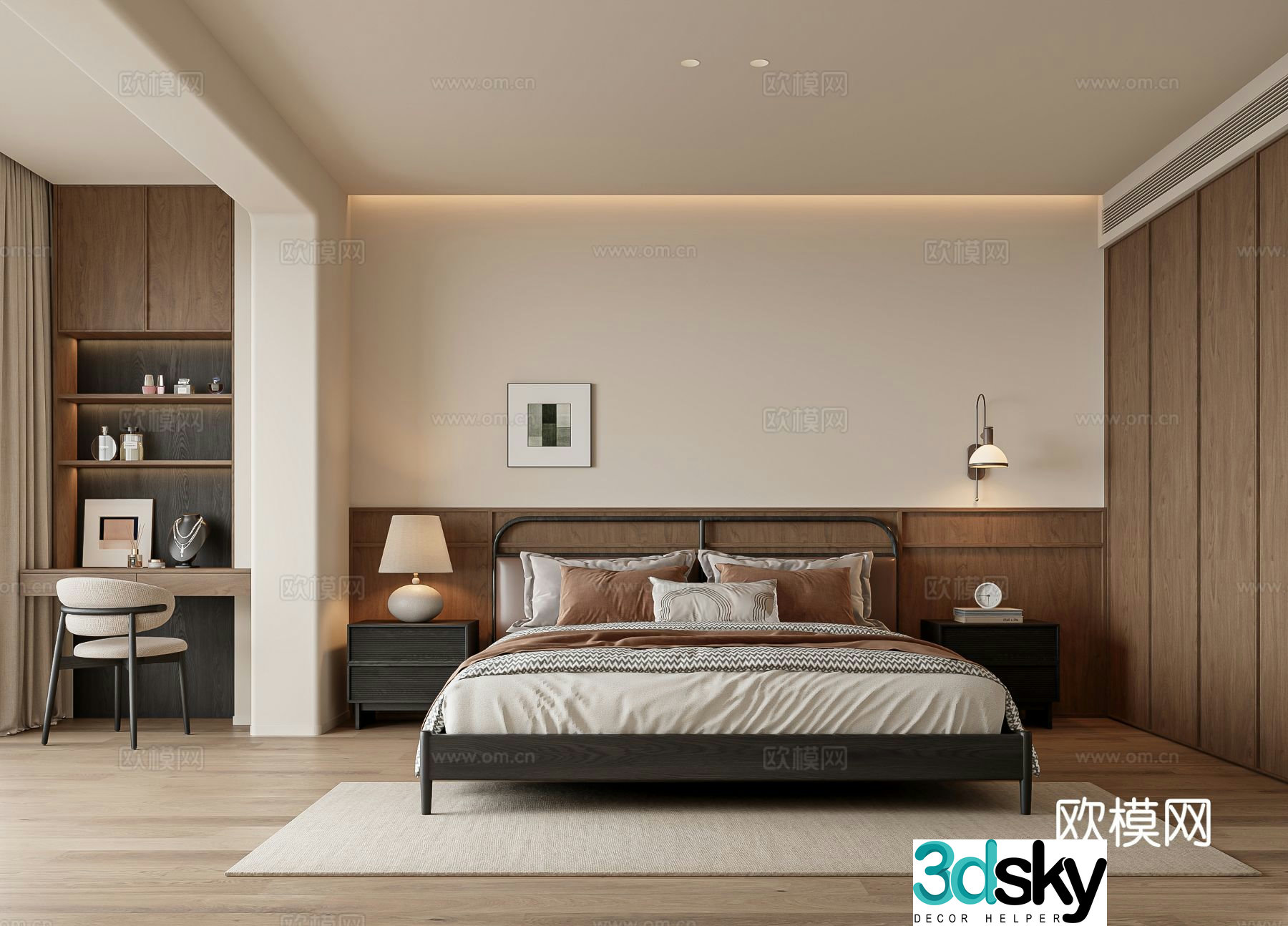 Medium style bedroom French cream style bedroom bay window bedroom master bedroom second bedroom 3d model