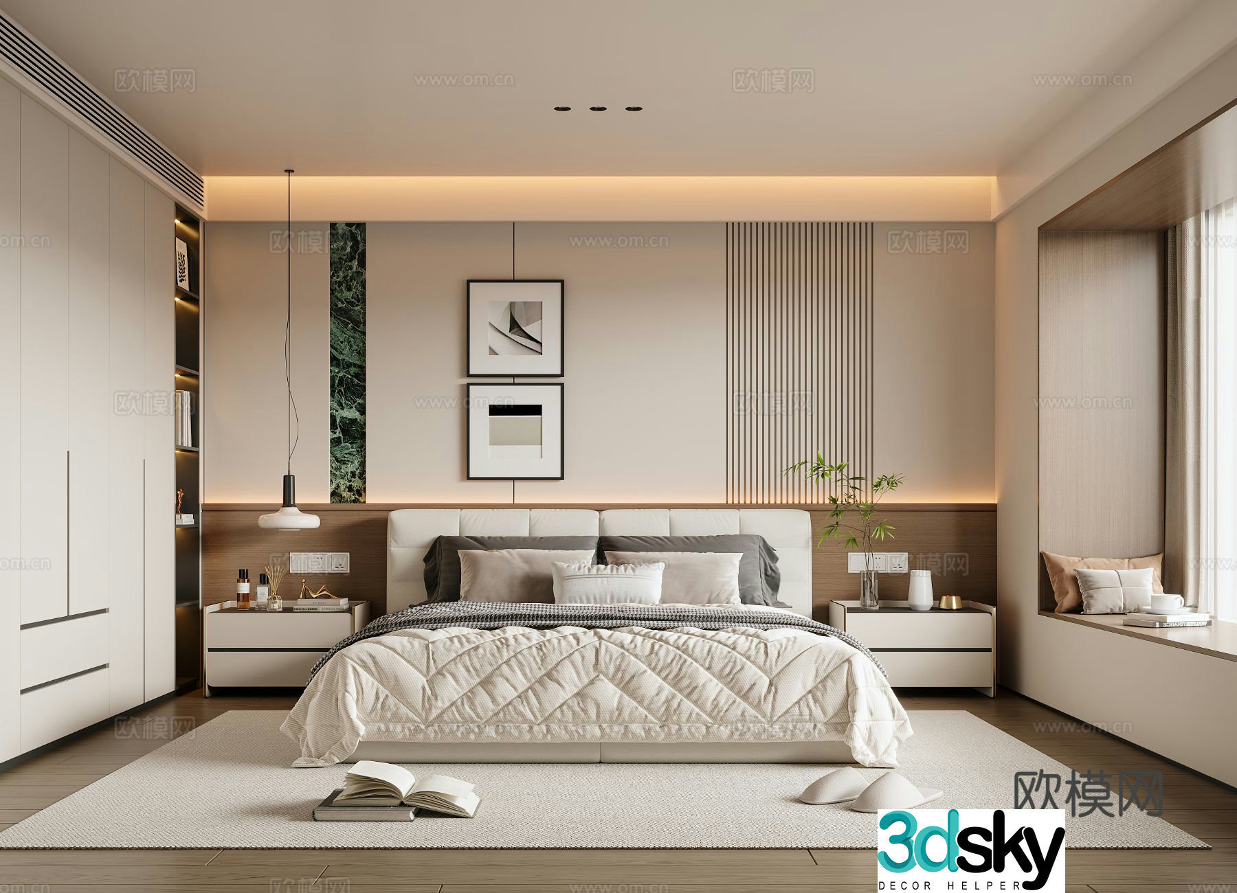 Modern bedroom master room 3d model