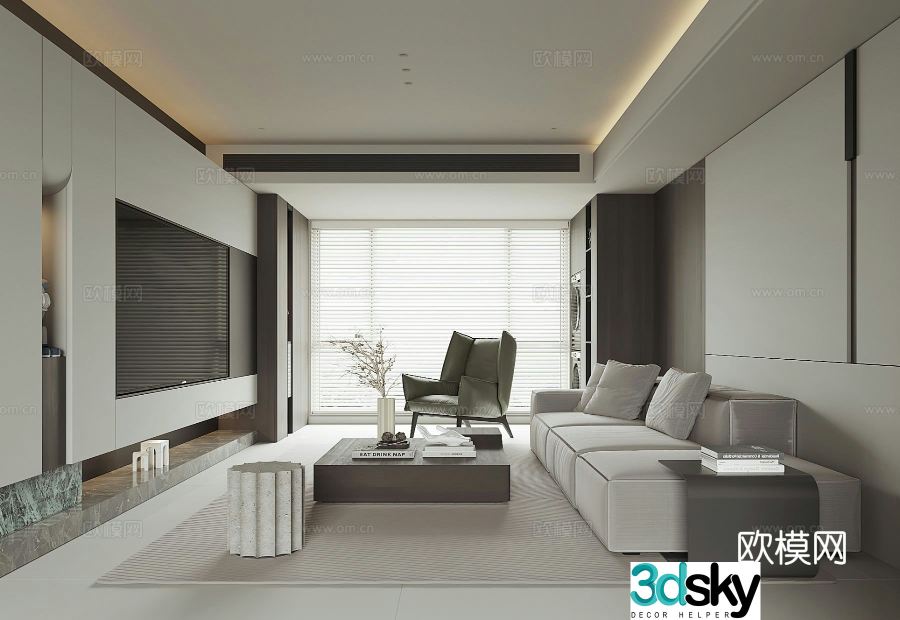 Modern home living room 3d model