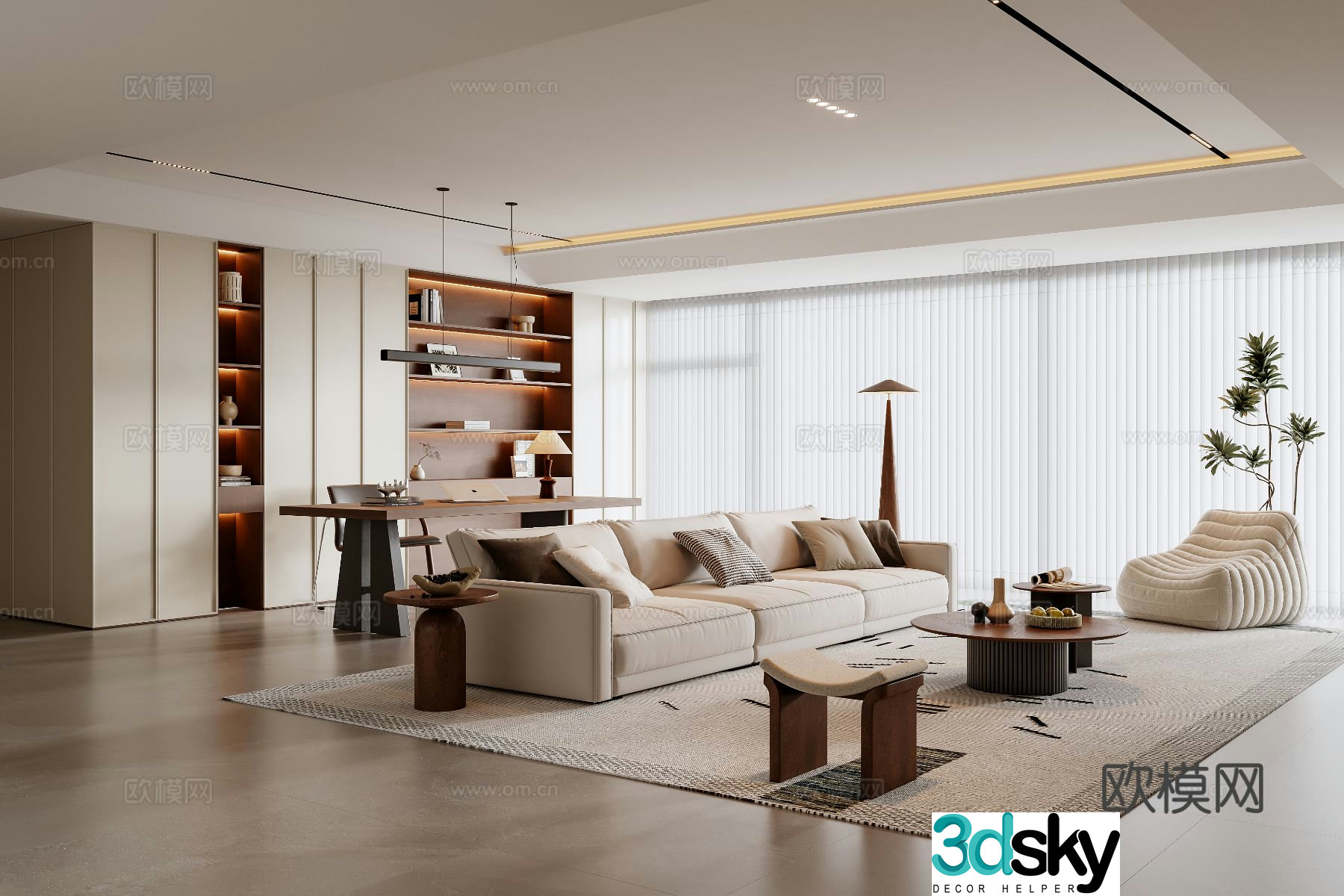 Middle-aged living room 3d model