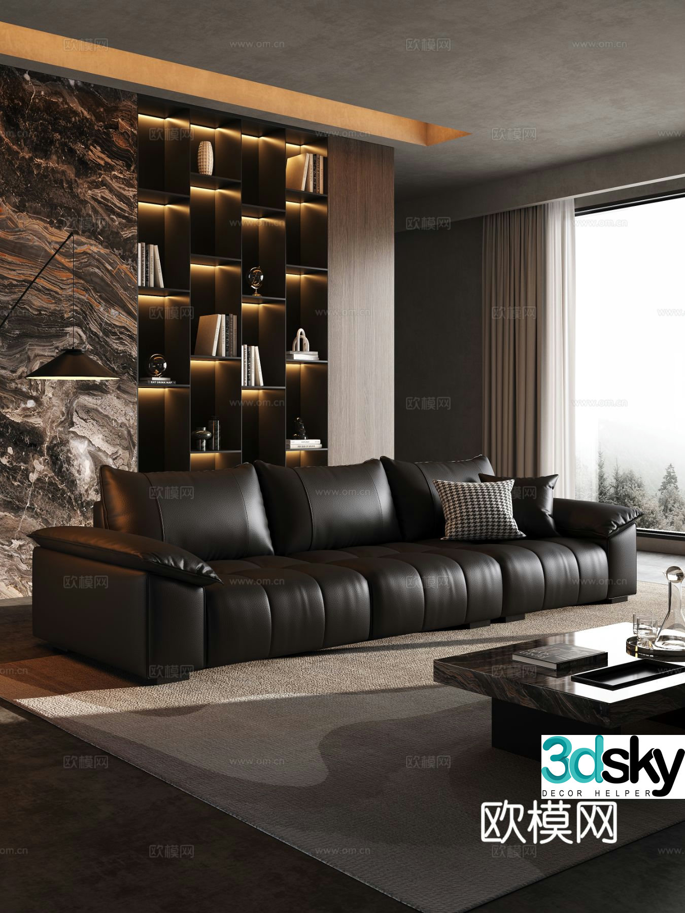 Italian minimalist sofa coffee table combination 3D model