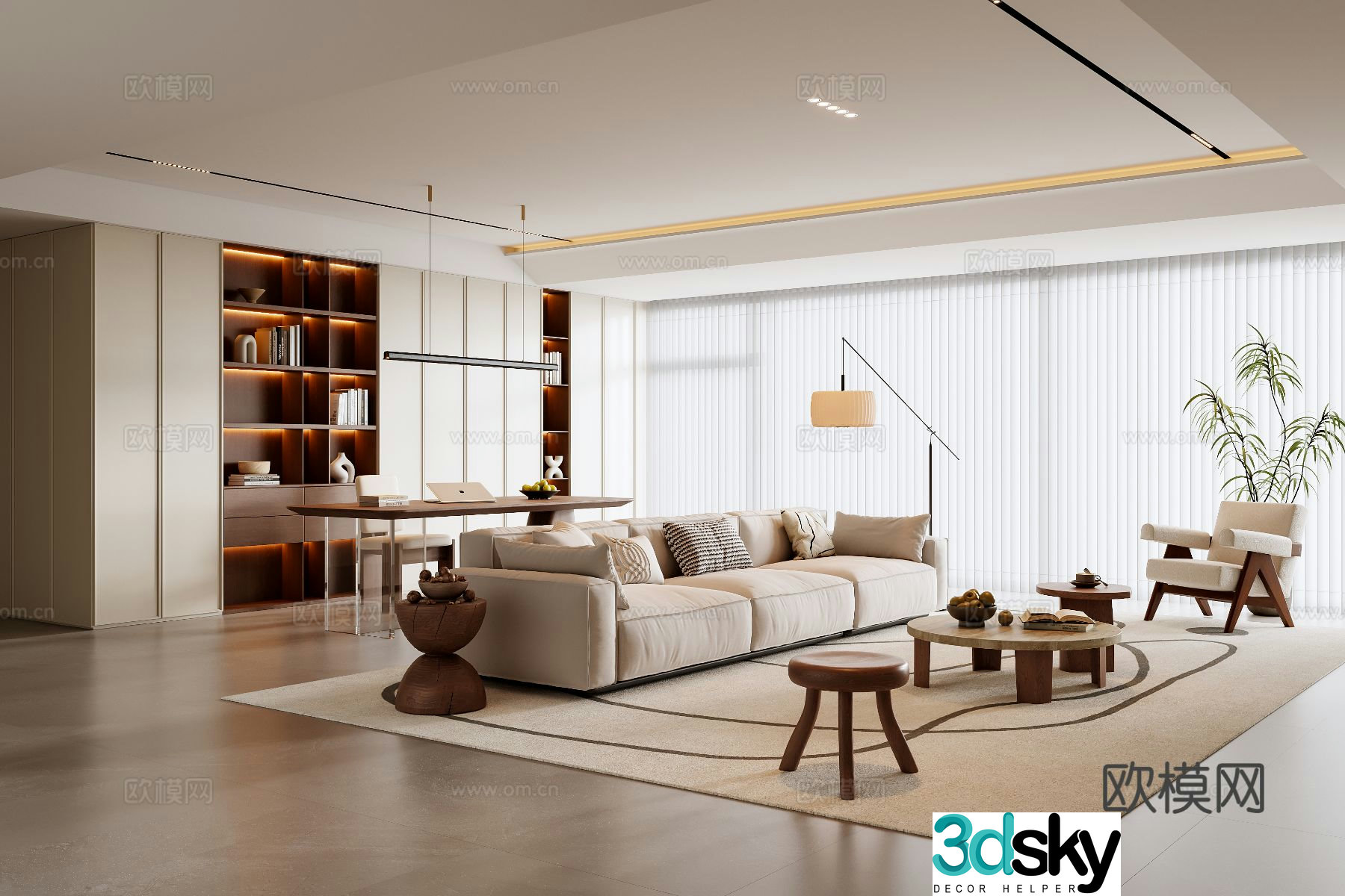 Middle-aged living room 3d model