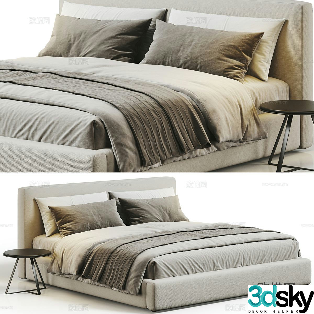 Modern fabric double bed 3d model