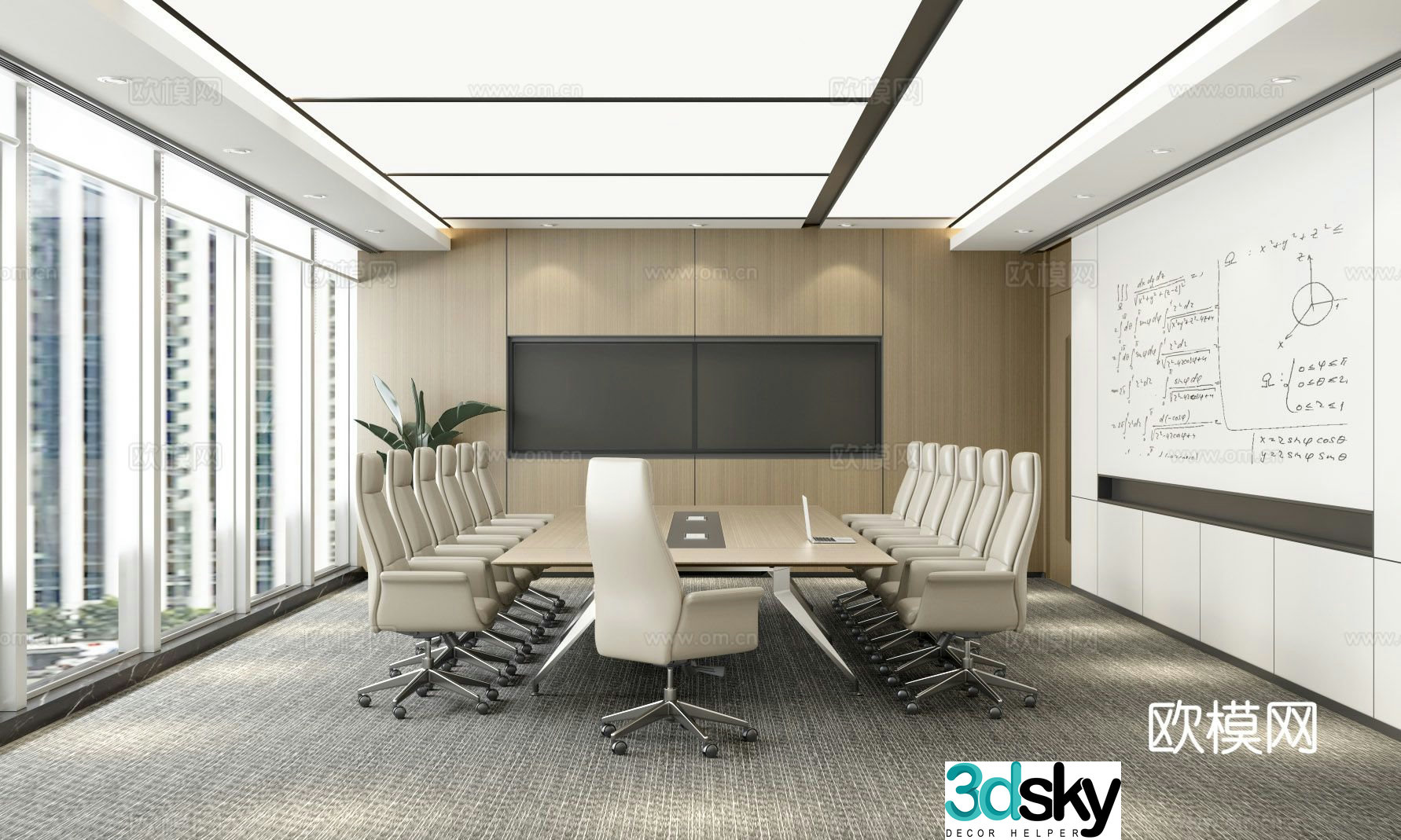 Modern conference room Training room Multifunctional room Video conference room 3d model