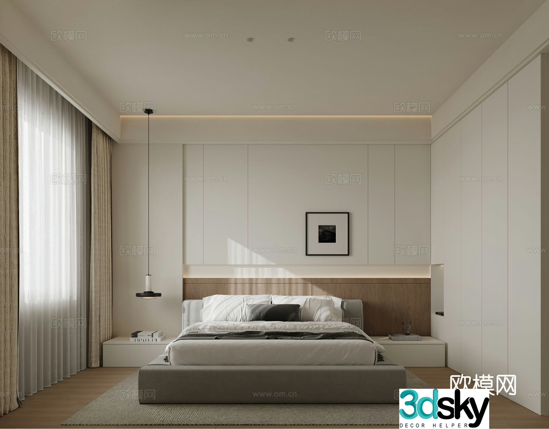 Creamy Bedroom 3d Model