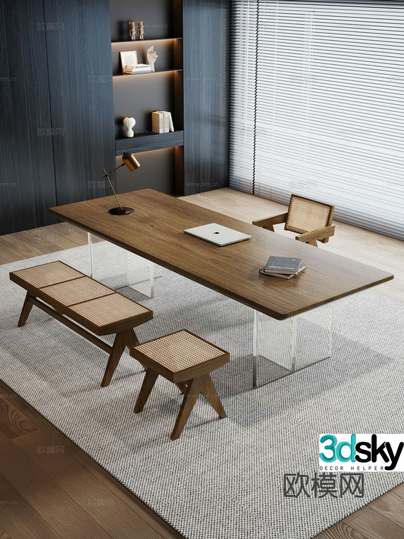 Italian large table tea table and chair combination tea table tea table tea table desk office desk 3D model
