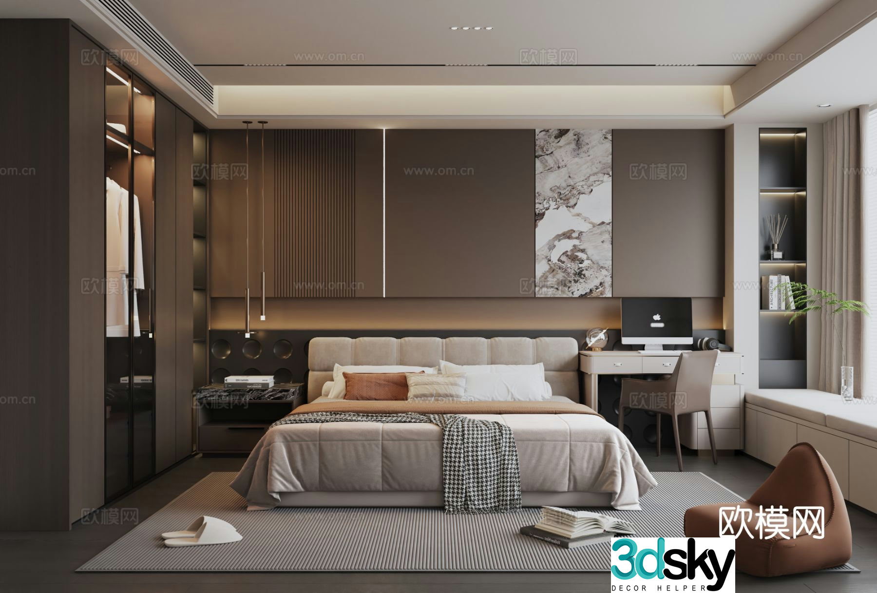 Modern Italian style bedroom master bedroom 3d model