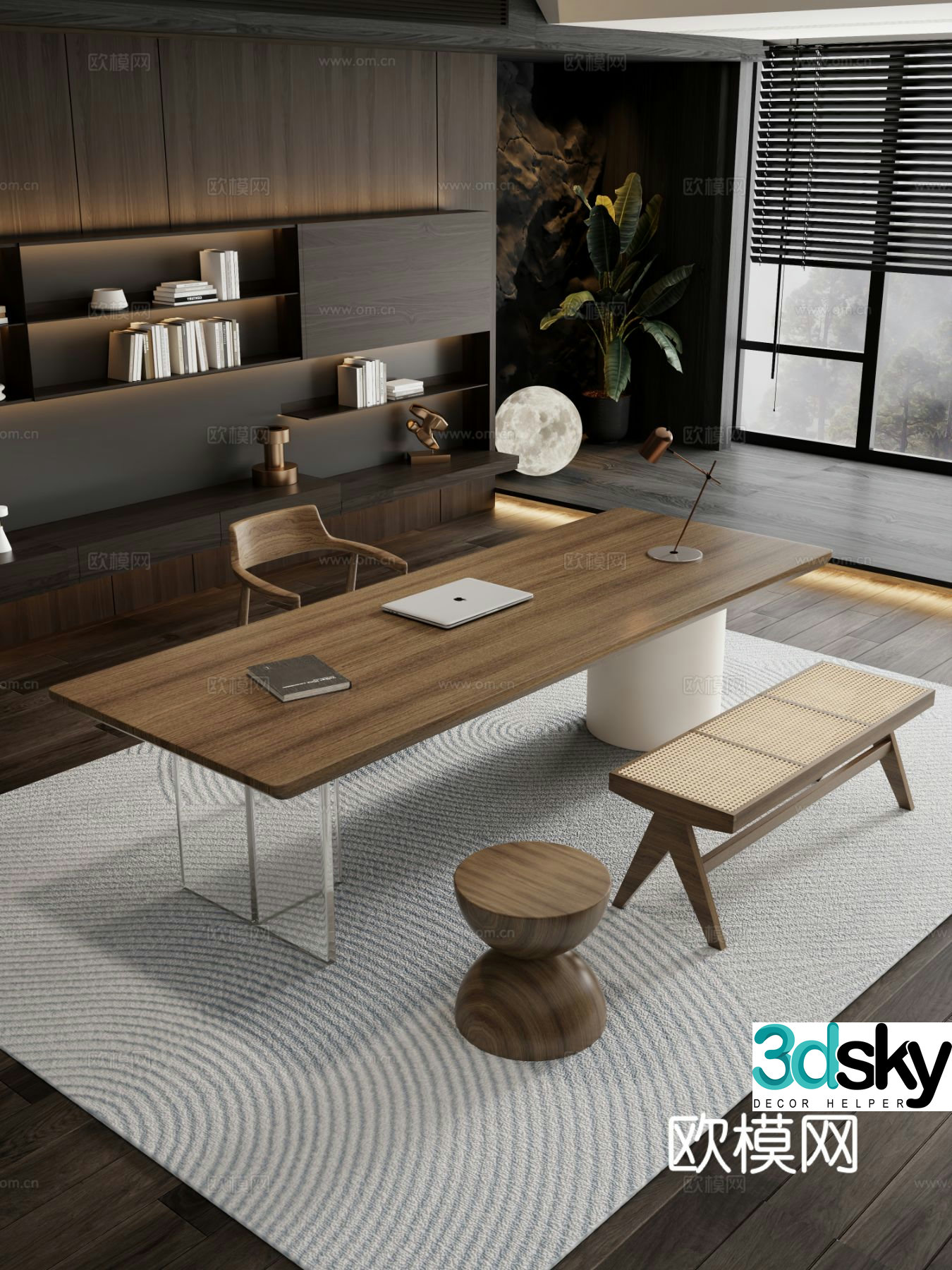 Italian large table tea table and chair combination tea table tea table tea table desk office desk 3D model